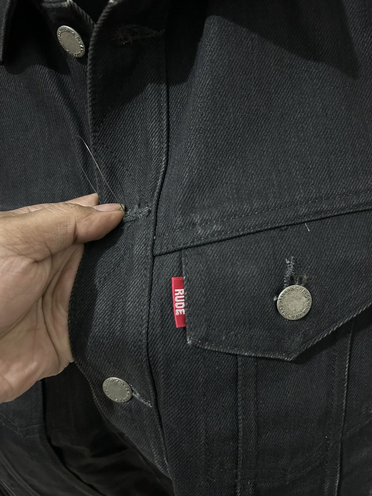 Japanese Brand × RUDE GALLERY RUDE GALLERY Japanese Black Denim Jacket Size US S / EU 44-46 / 1 - 3 Thumbnail