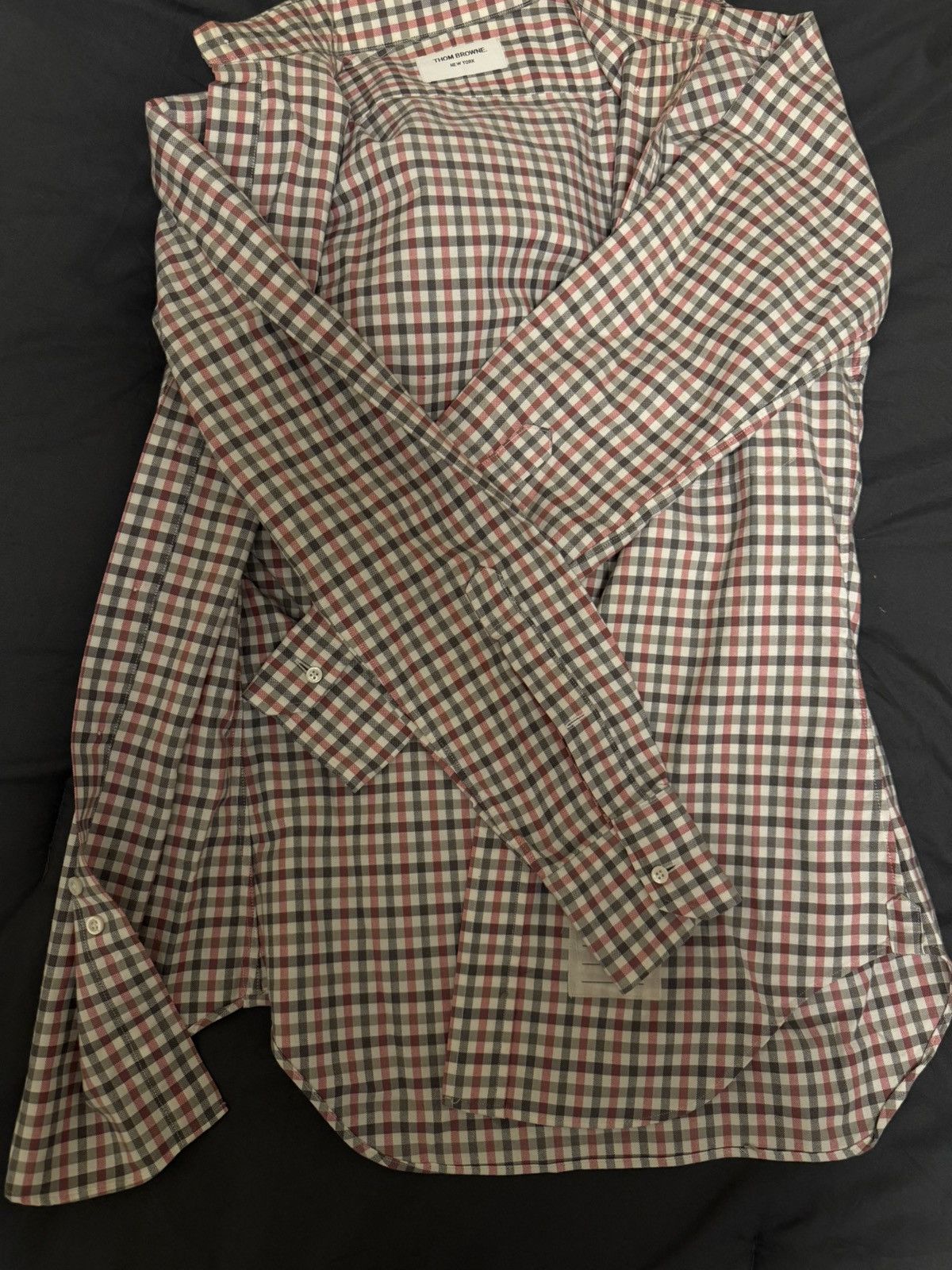 Thom Browne Thom Browne Check Button-Up Shirt (Red/Grey/White) Size US S / EU 44-46 / 1 - 3 Thumbnail