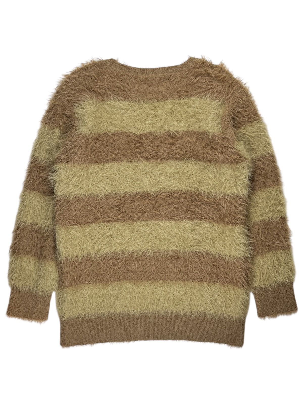 Number (N)ine Number (N)ine Furry Feather Knit Striped Sweater Brown Size US M / EU 48-50 / 2 - 2 Thumbnail