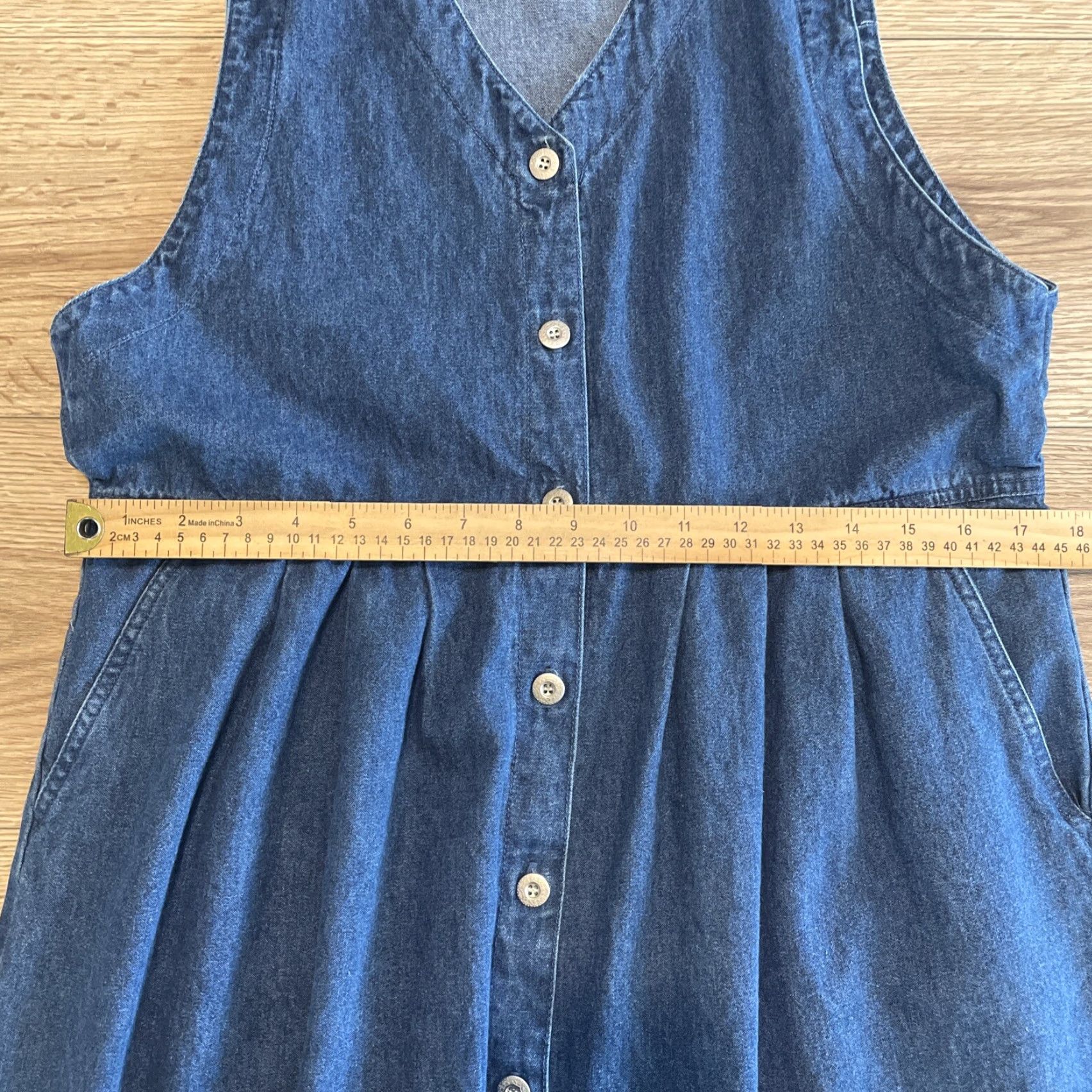 Vintage VINTAGE Premier International Maxi Dress for Women, Size Medium, Blue, Sleeveless, Button Closure, Pockets Size 32" / US 10 / IT 46 - 5 Thumbnail