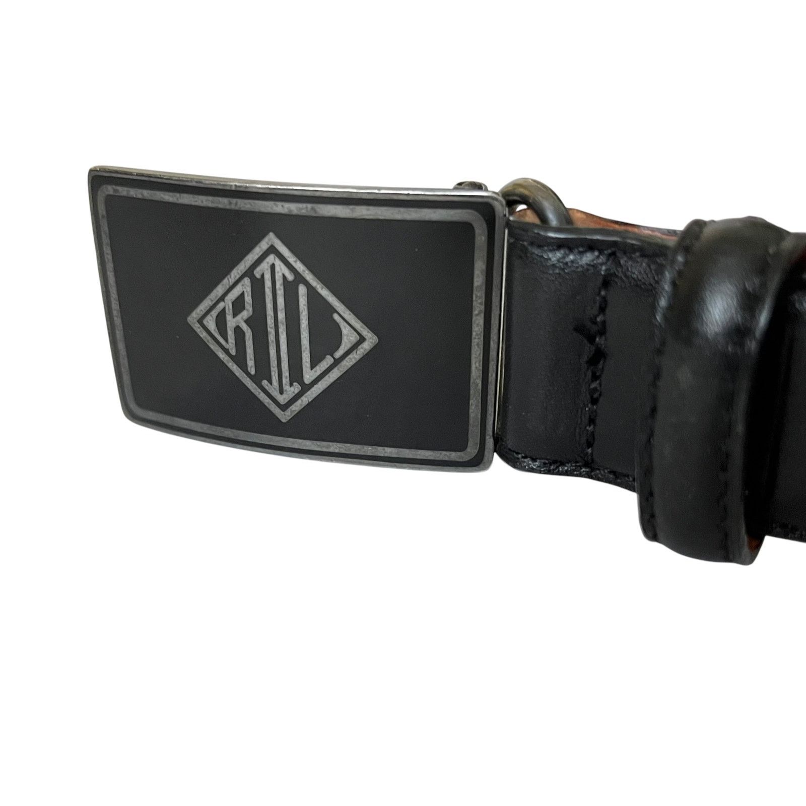 Ralph Lauren Ralph Lauren Art Deco Monogram Buckle Black Leather Belt Size ONE SIZE - 8 Thumbnail