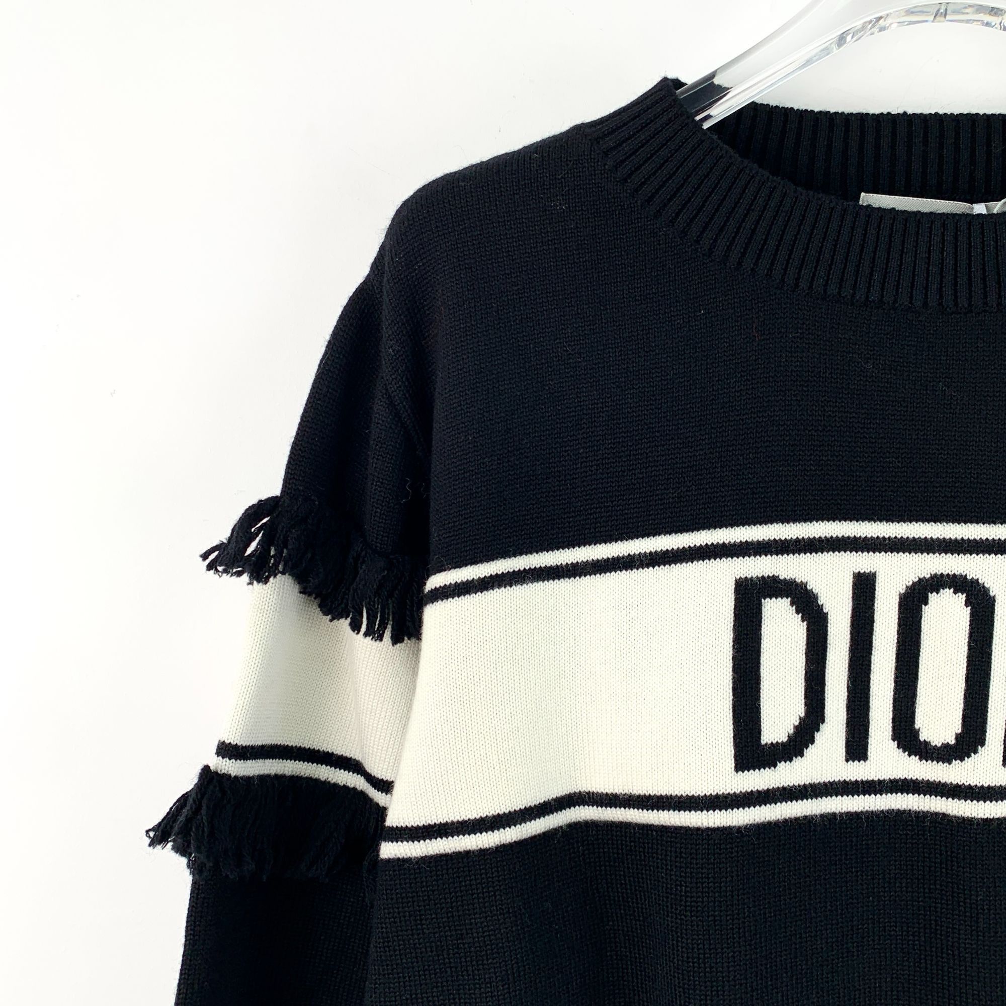 Dior Christian Dior Womens Striped Wool Knit Sweater Black & Whit Size XL / US 12-14 / IT 48-50 - 7 Thumbnail