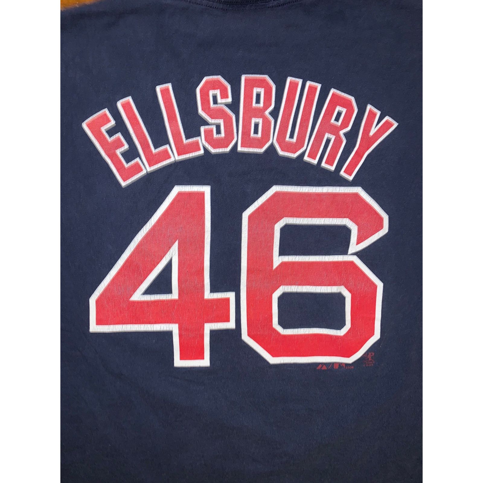 MLB Boston Red Sox Ellsbury T Shirt Majestic L Navy 2008 USA MLB Size US L / EU 52-54 / 3 - 5 Thumbnail