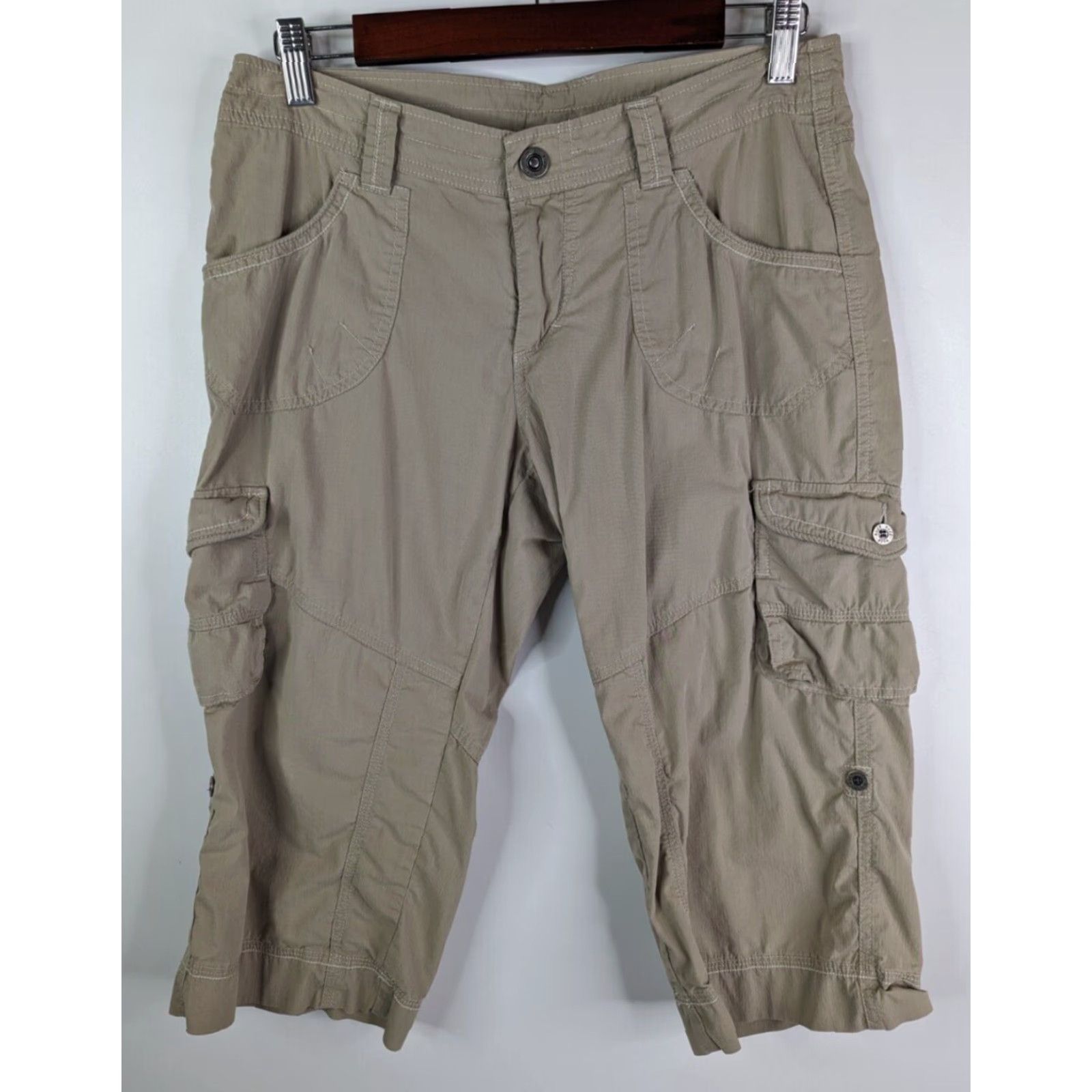 Vintage Kuhl Pants Womens 6 Khaki Beige Tan Capris Cargo Cropped Casual Hiking Outdoor Shirt Pants? Size 28" / US 6 / IT 42 - 2 Thumbnail