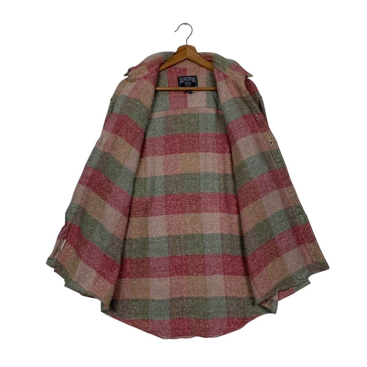Flannel STEP TECH Checked Tartan Pink Flannel Work Shirt #1674-C74 Size US L / EU 52-54 / 3 - 11 Thumbnail