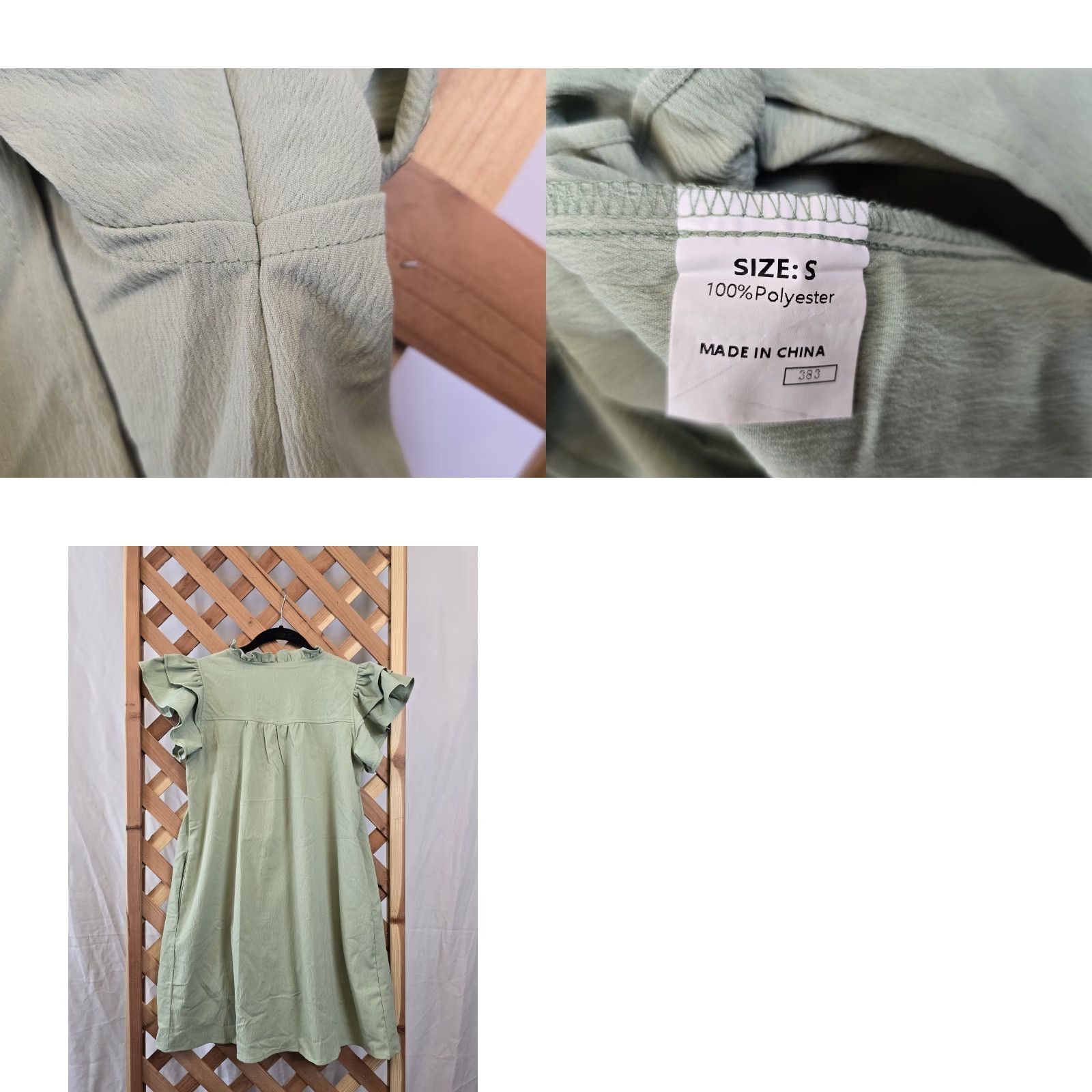 Vintage Women’s Casual Short Sleeve Ruffle Mini Dress - Green - Size S Size 28" / US 6 / IT 42 - 8 Thumbnail