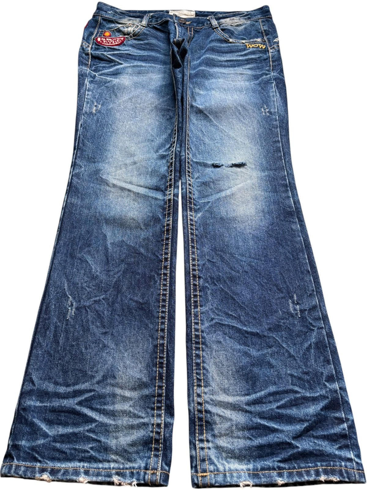 Japanese Brand Vintage Japanese Brand Patch Embellish Mud Wash Loose Jean Size US 34 / EU 50 - 1 Thumbnail