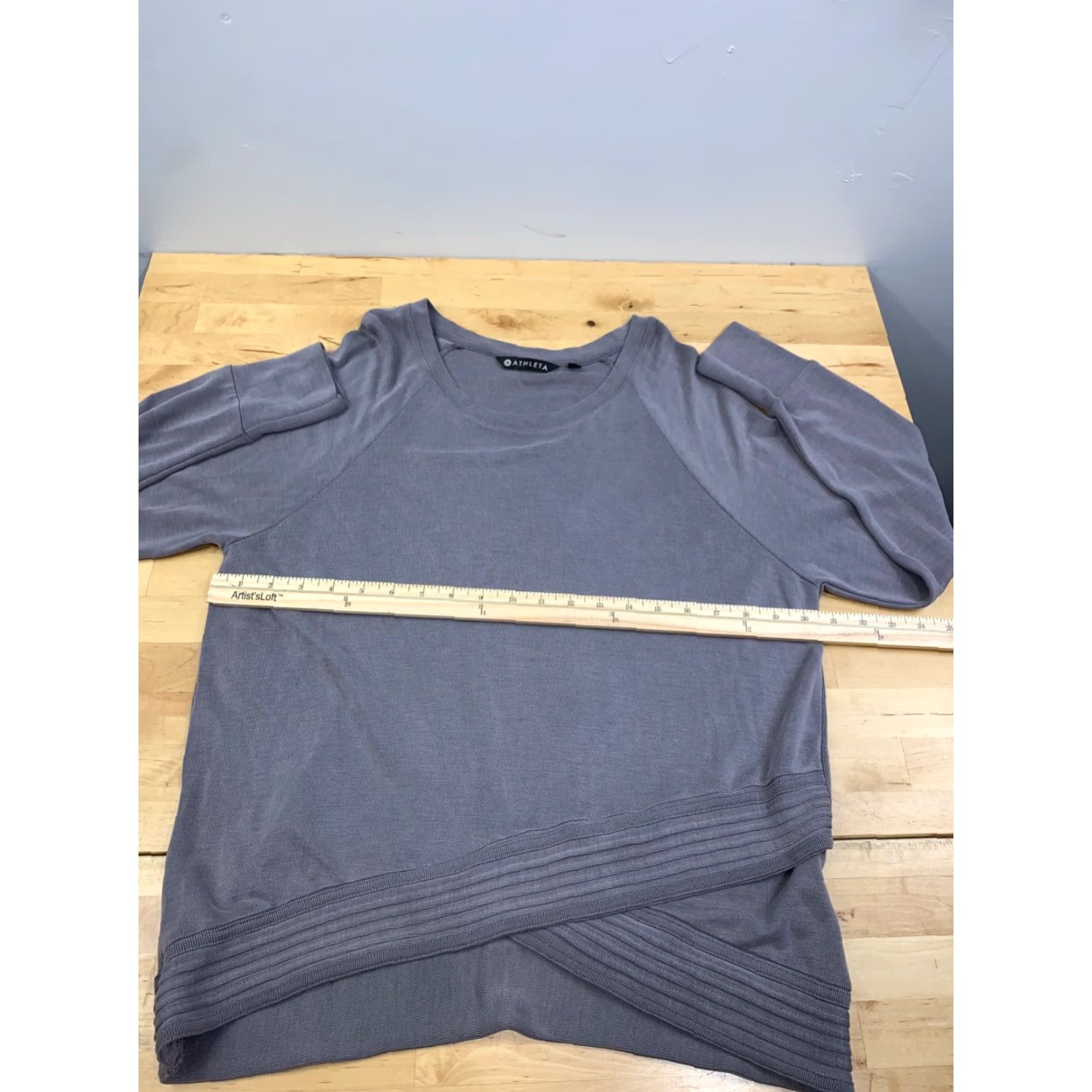 Athleta VINTAGE Athleta Sweatshirt Womens L Gray Modal Serenity Criss Cross Crewneck 10530 Size L / US 10 / IT 46 - 6 Thumbnail