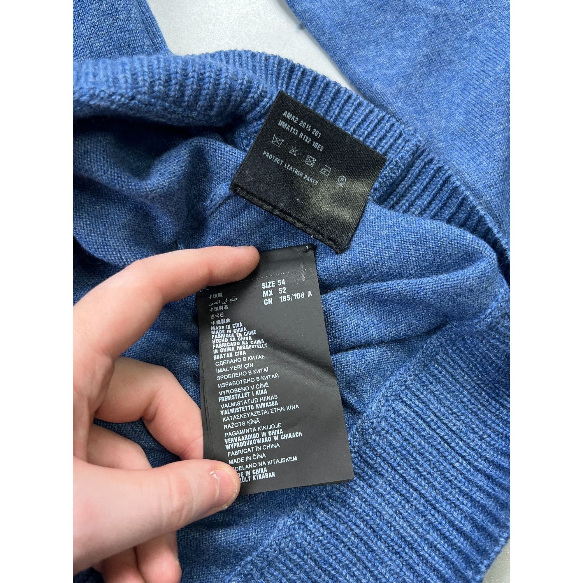 Prada Prada Blue Wool Cashmere Crew Neck Sweater (Y1015) Size US L / EU 52-54 / 3 - 4 Thumbnail