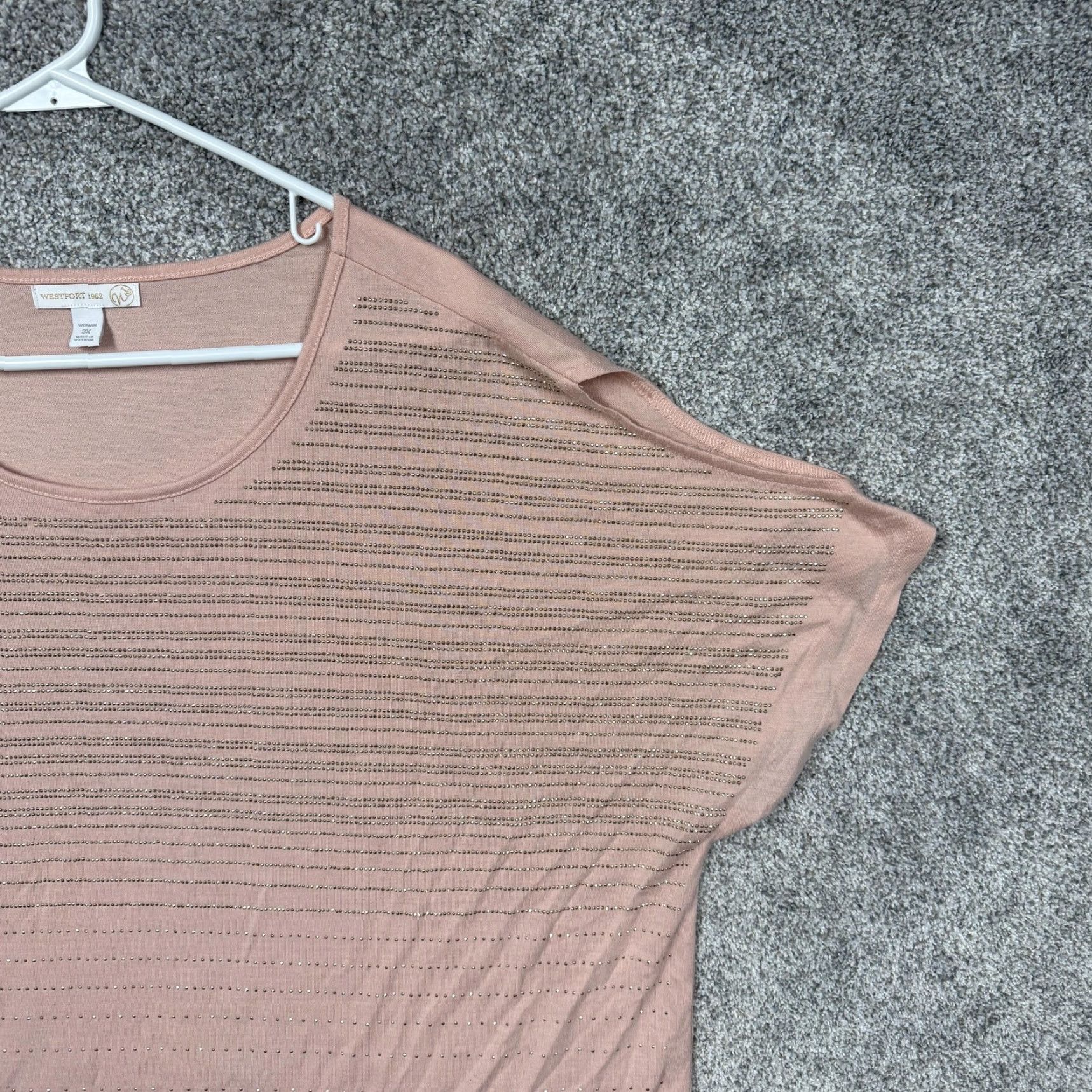 Vintage VINTAGE Westport 1962 Tunic Top Womens 3X Plus Pink Studs Striped Ethereal Shimmer Boho Size XXL / US 16-18 / IT 52-54 - 2 Thumbnail