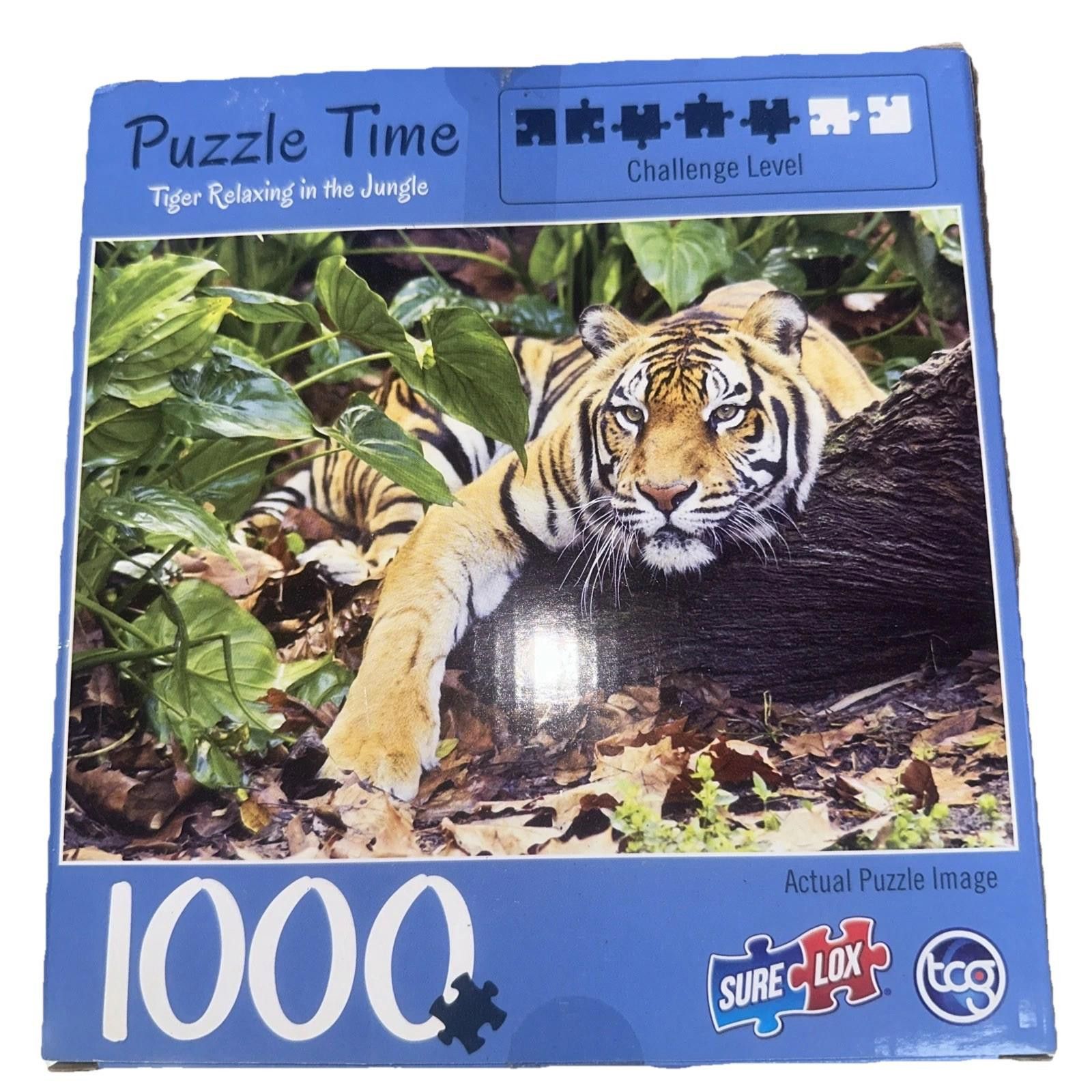 Other Sure-Lox Puzzle Time 1000 Piece Tiger Relaxing in the Jungle Size ONE SIZE - 1 Thumbnail
