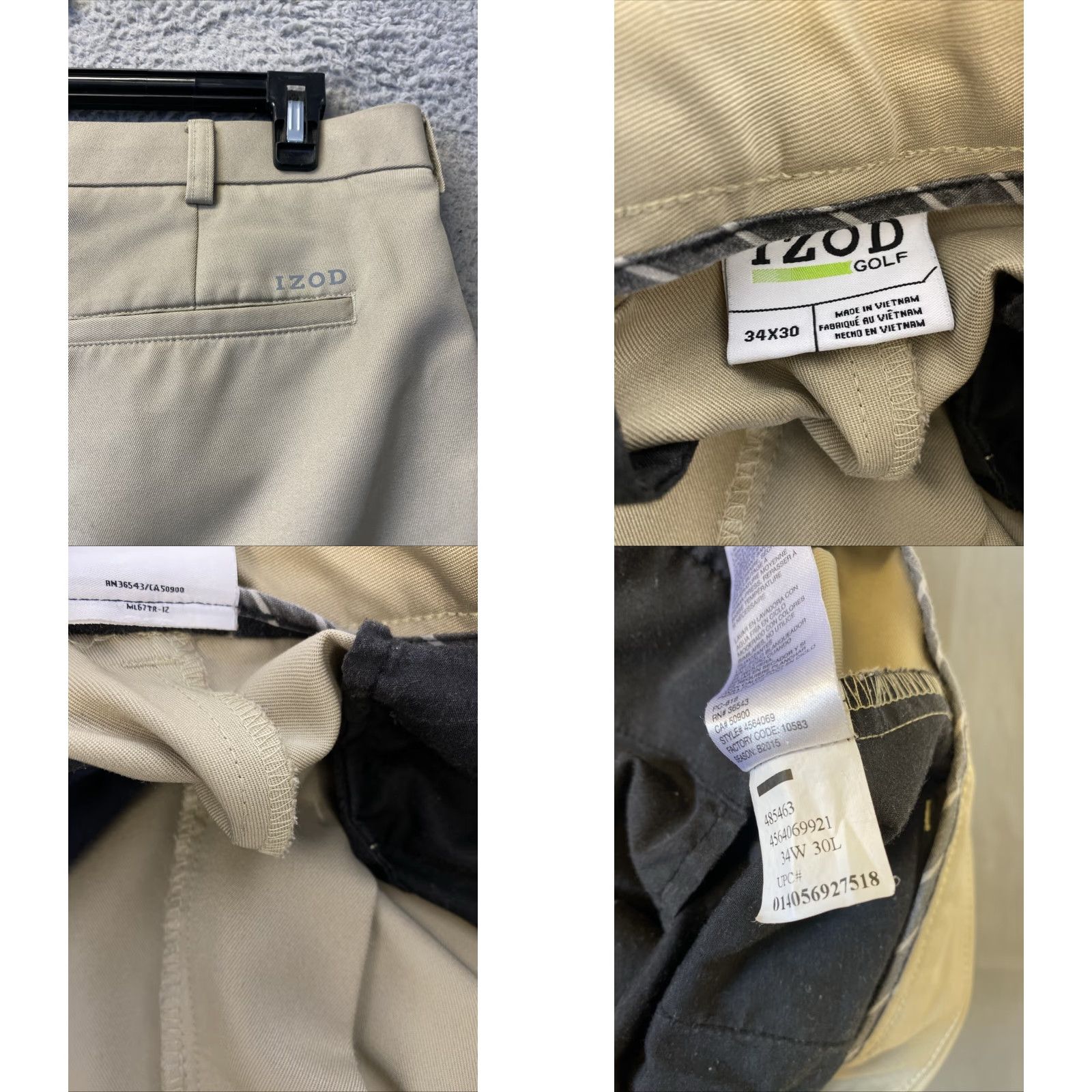 Izod VINTAGE IZOD Golf Pants Mens 34x30 Khaki Casual Lightweight /124-10 Size US 34 / EU 50 - 8 Thumbnail