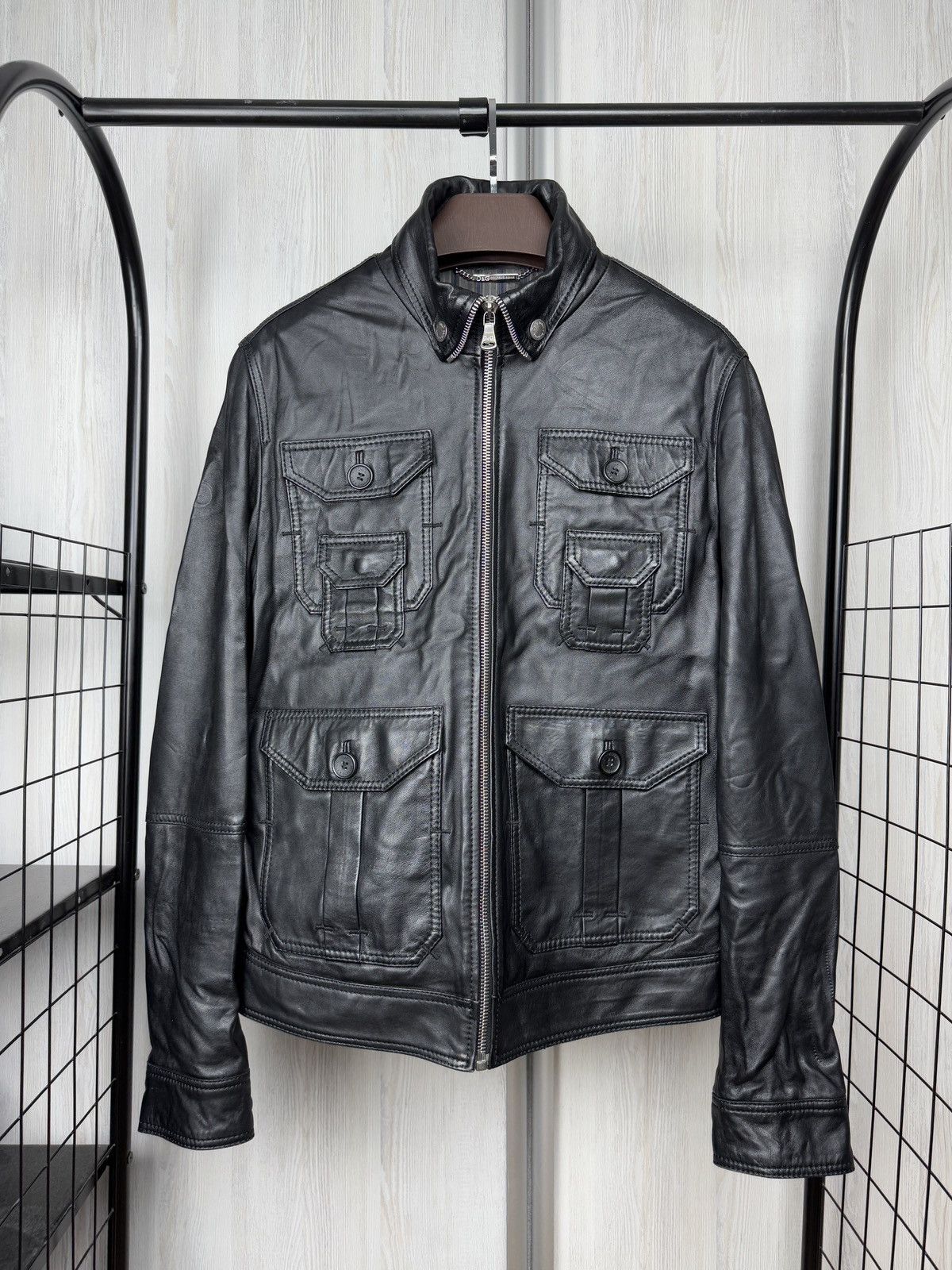 Dolce & Gabbana 2000s Dolce & Gabbana Multipocket Black Leather Jacket Size US L / EU 52-54 / 3 - 1 Thumbnail
