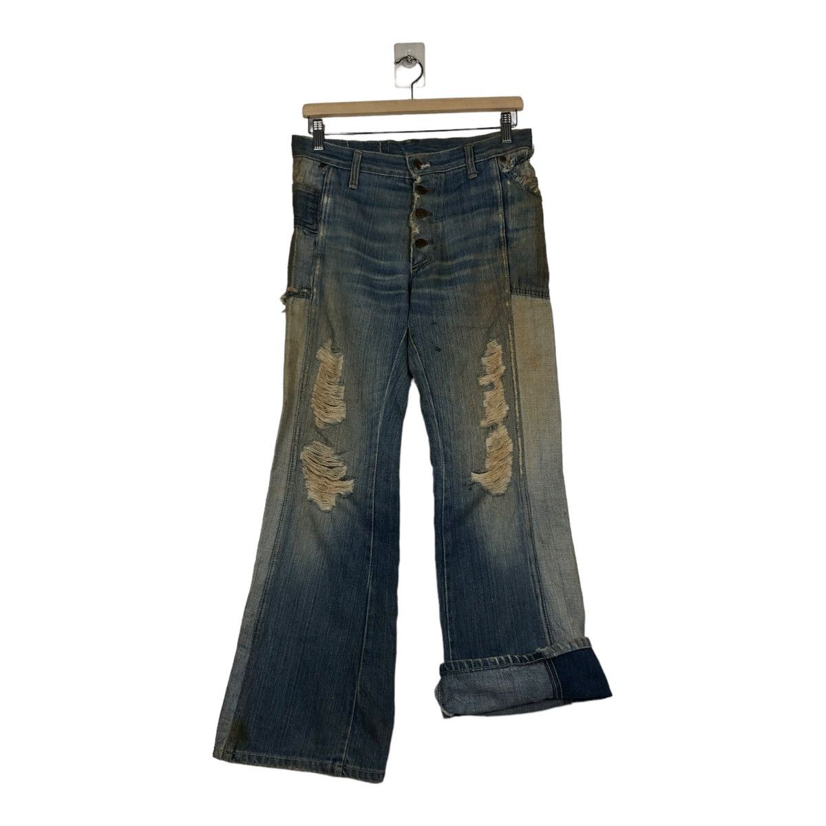 Japanese Brand 🔥VINTAGE BOWCUT FLARE DENIM PATCHWORK DESIGN ISSEY MIYAKE Size US 30 / EU 46 - 11 Thumbnail