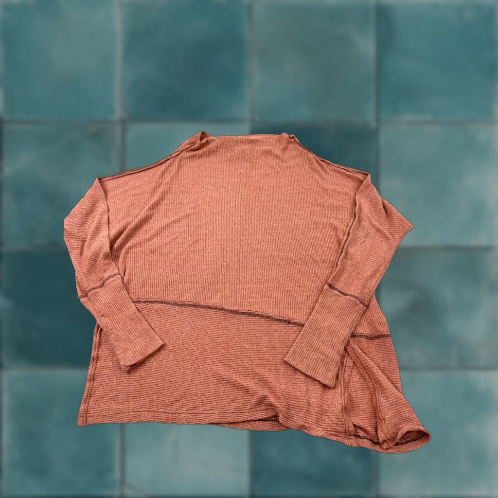 Free People Free People Shirt Womens Large Brown Ribbed Long Sleeve Londontown We The Free Size L / US 10 / IT 46 - 1 Thumbnail