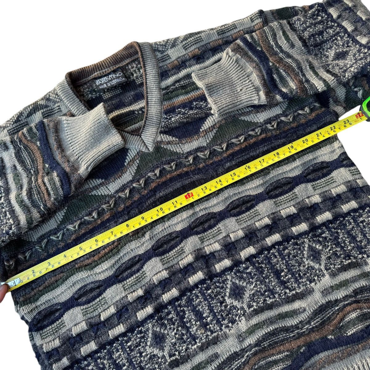 Coogi × Man Made In Australia × Vintage Vintage Farentino 3D Cable Knit Coogi Style Sweater Earth Size US L / EU 52-54 / 3 - 11 Thumbnail