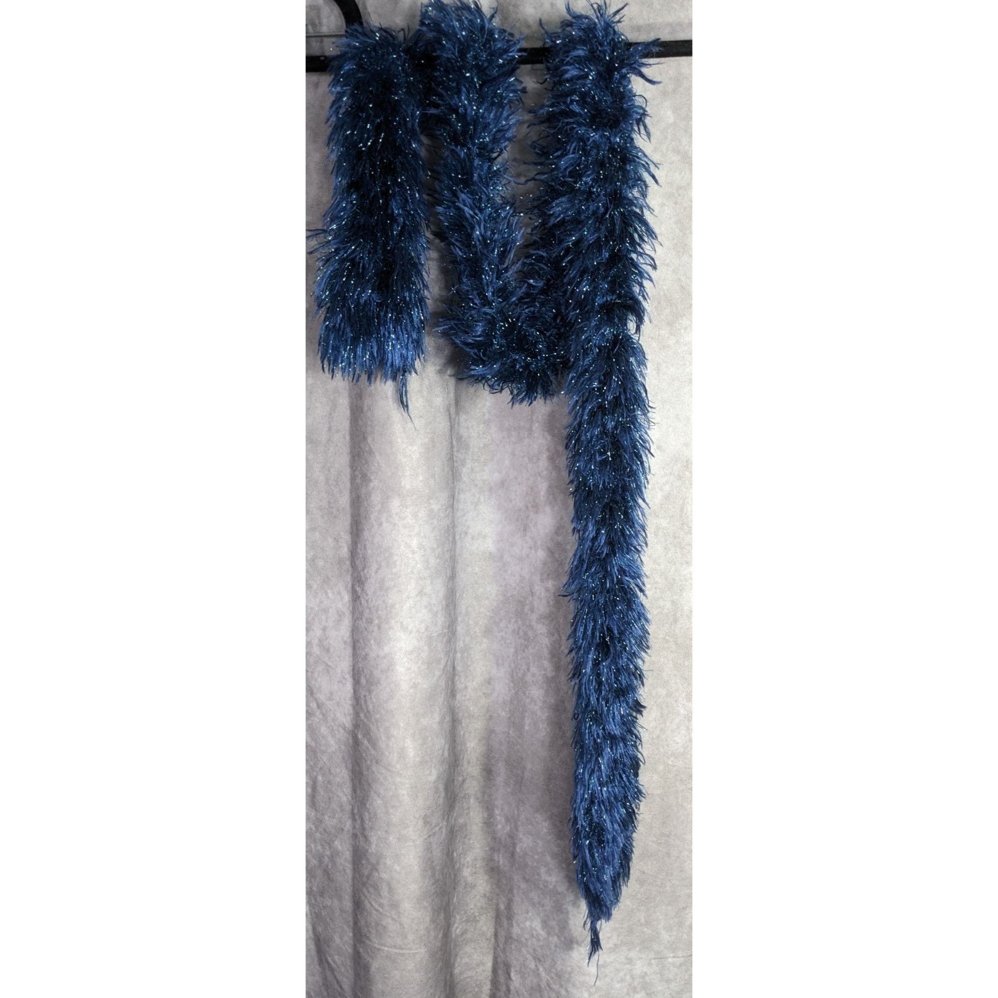 Other Handmade Blue And Metallic Eyelash Yarn Scarf By Kristina Am Size ONE SIZE - 7 Thumbnail