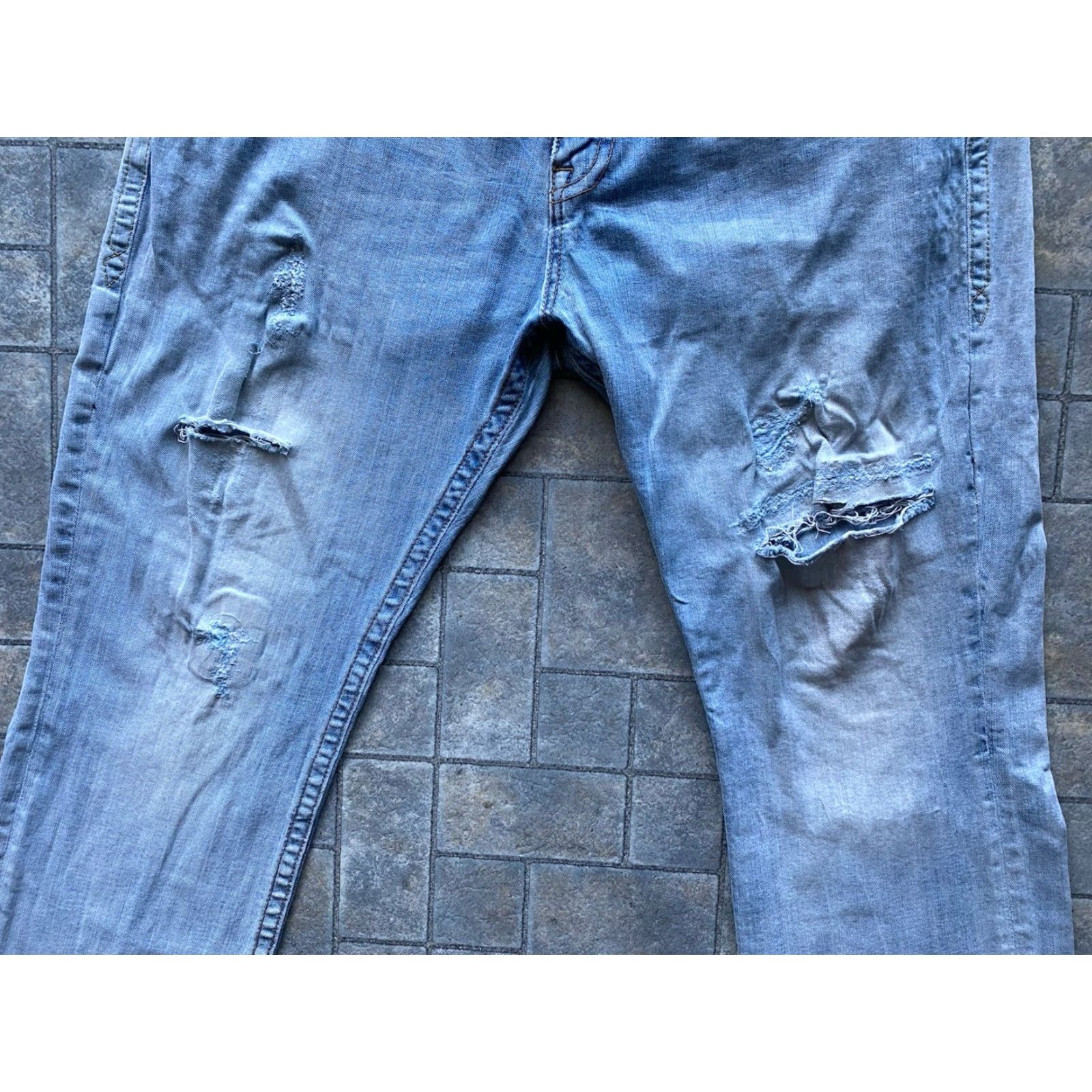 Vintage Rock Revival Jeans Straight Mens Size 44 Damaged Blue Jeans Mens Rock Revival Straight 44 Damaged Size US 44 / EU 60 - 5 Thumbnail