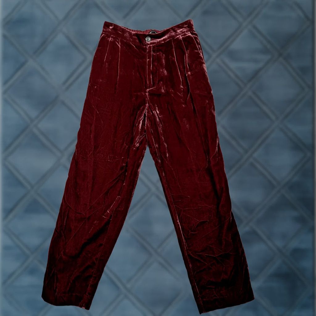 Madewell Madewell Womens XS 26x27 Elastic Waist Burgundy Velvet Velour Pants Pleated Size 26" / US 2 / IT 38 - 1 Thumbnail