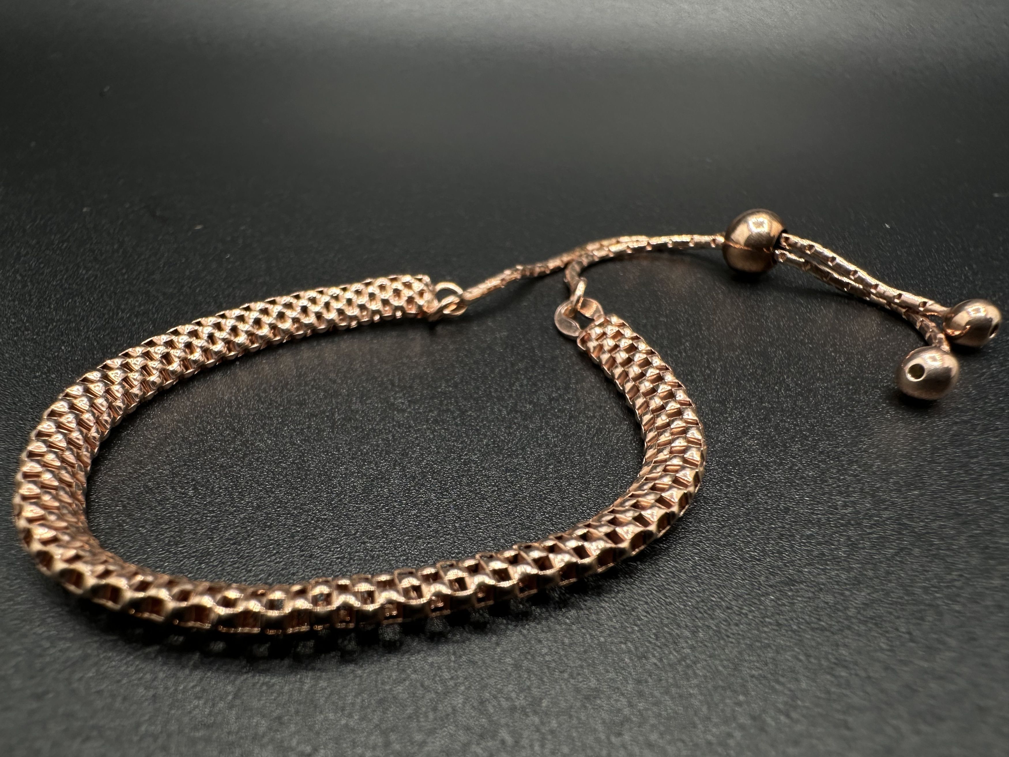 Jewelry ROSE GOLD OVER STERLING SILVER 925 MESH ADJUSTABLE BRACELET Size ONE SIZE - 1 Thumbnail