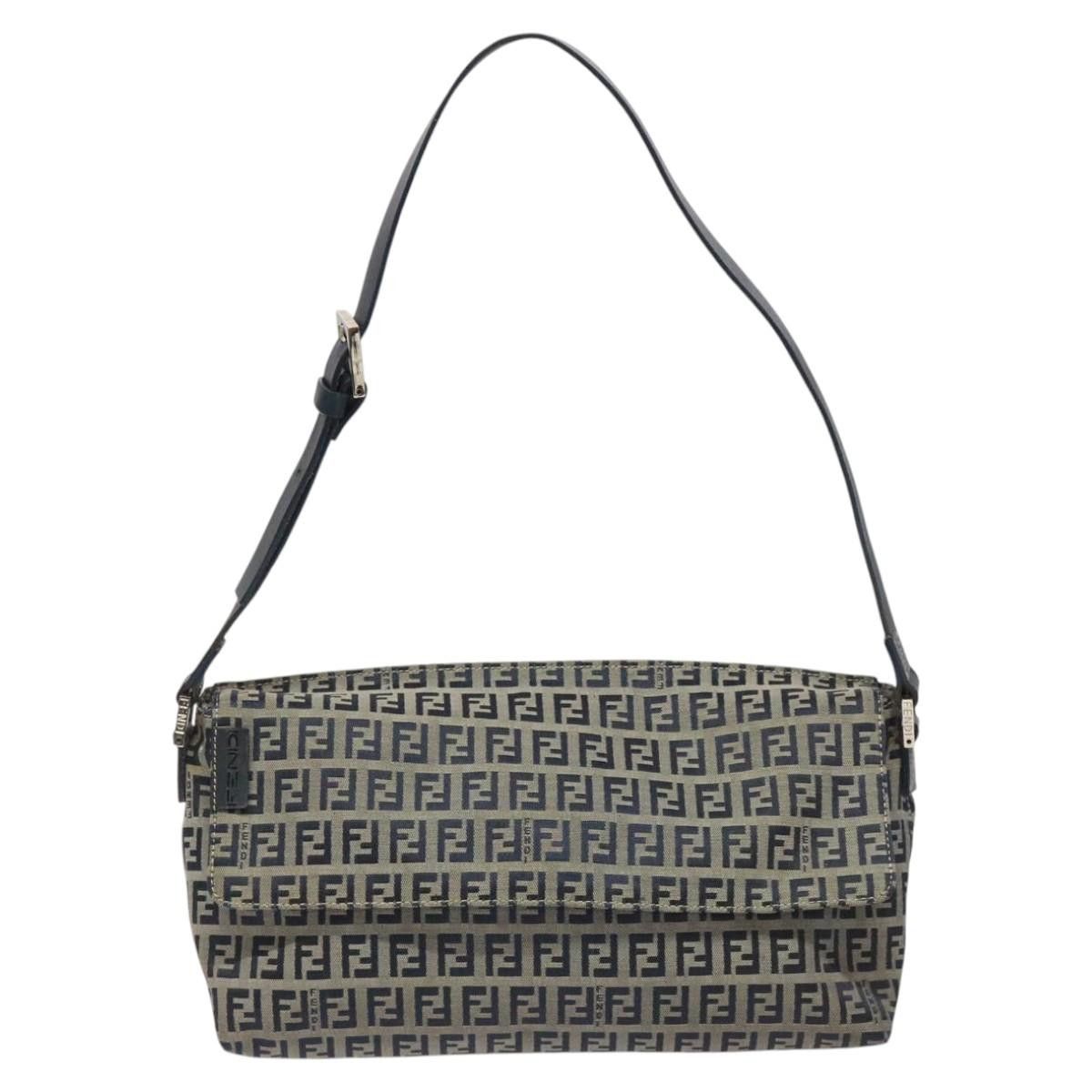Fendi Zucchino Navy Canvas Shoulder Bag (Pre-Owned) Size ONE SIZE - 1 Thumbnail