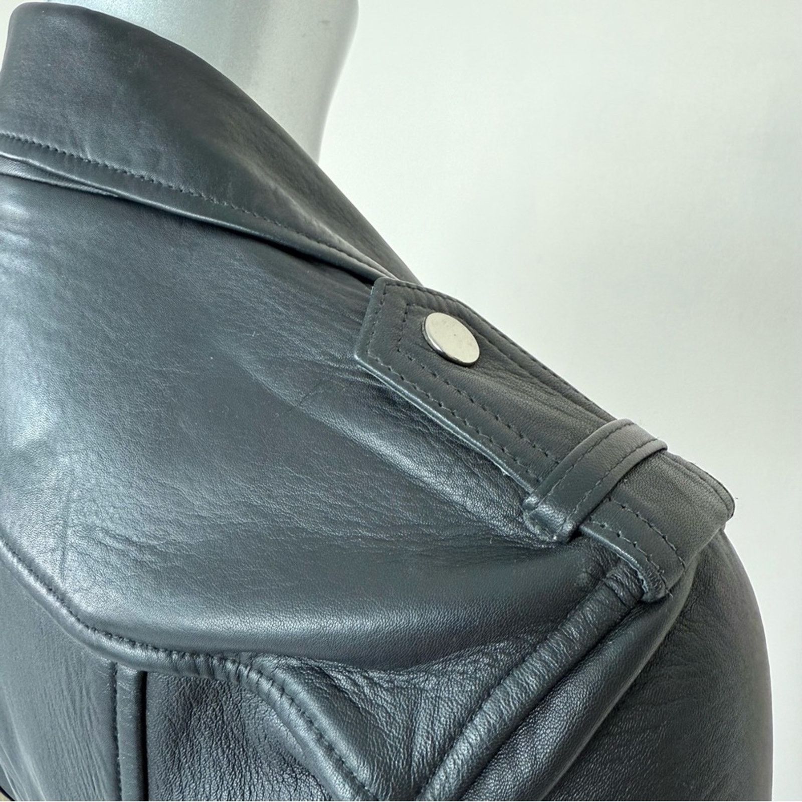 Maje MAJE leather navy women jacket size 36 FR or 6 US 750$ Size M / US 6-8 / IT 42-44 - 5 Thumbnail