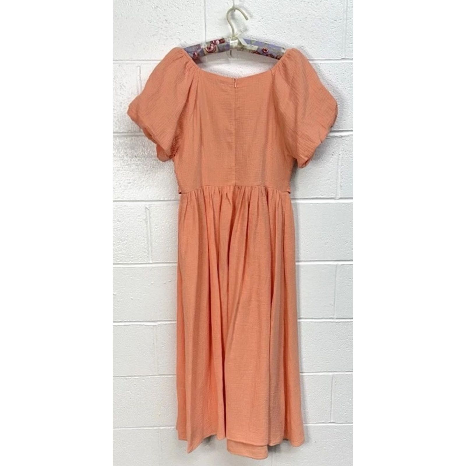 CO Ivy City Co A-Line Dress Peach Cotton Gauze Women's Size 8"} Size M / US 6-8 / IT 42-44 - 6 Thumbnail