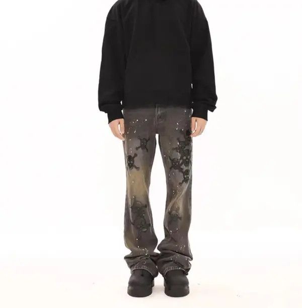 Japanese Brand VIBE Vintage dark patched jeans with splashes of ink Size US 30 / EU 46 - 5 Thumbnail
