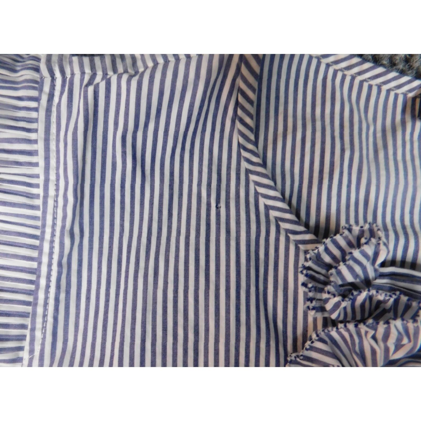 J.Crew J.CREW Blouse Womens 8 Purple Striped Pullover Shirt Casual Cotton Button Front Hole Accent Size M / US 6-8 / IT 42-44 - 5 Thumbnail