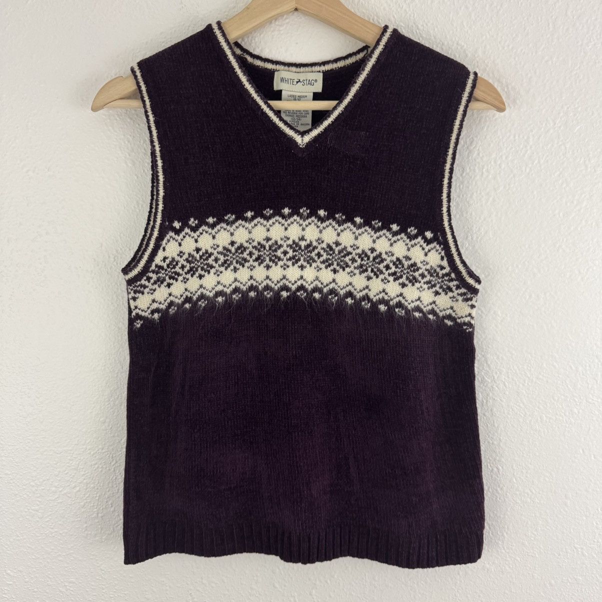 Other WHITE STAG Vintage 90s Dark Purple Fair Isle Sweater Vest Size M / US 6-8 / IT 42-44 - 1 Thumbnail