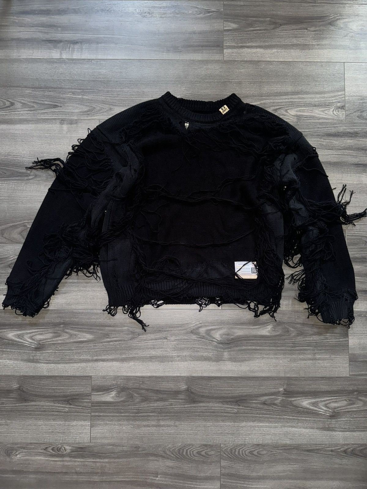 Maison MIHARA YASUHIRO Black Distressed MMY Sweater Size US L / EU 52-54 / 3 - 3 Thumbnail