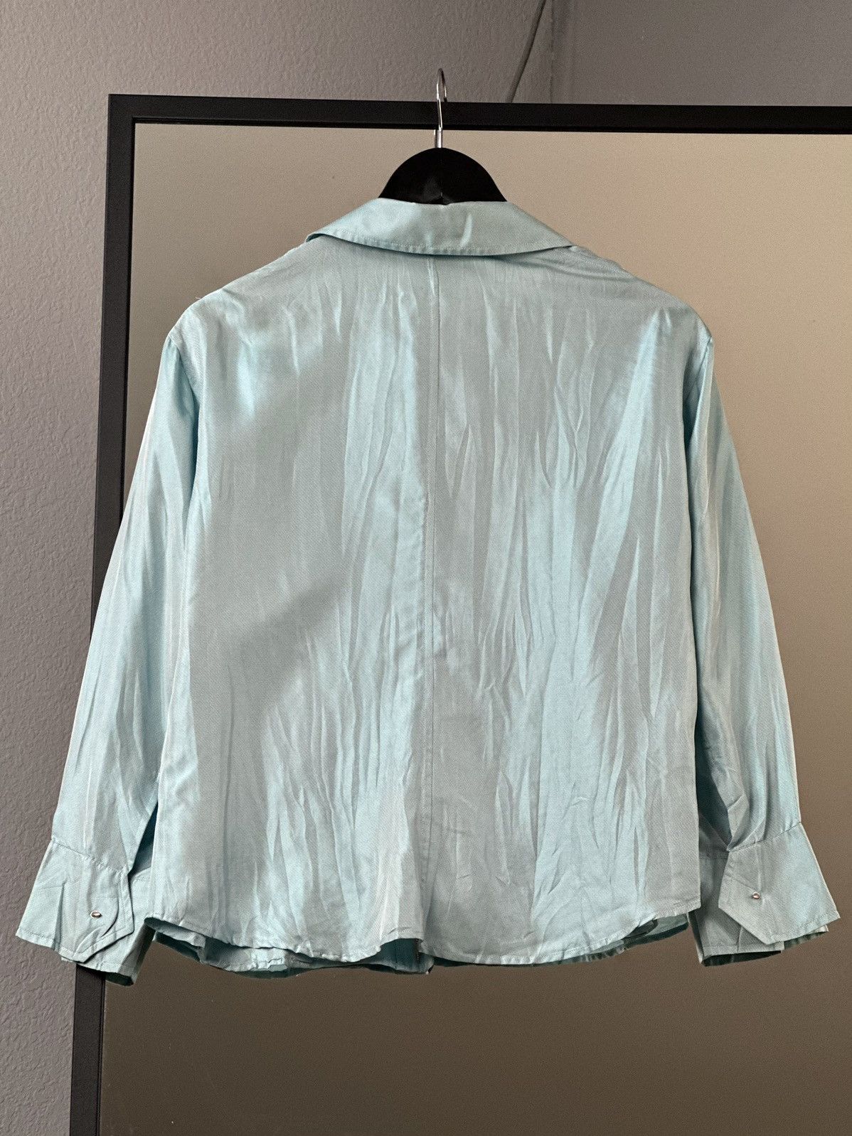Just Cavalli Roberto Cavalli Silk Blouse Stone Embellished Designer BLUE Size L / US 10 / IT 46 - 10 Thumbnail