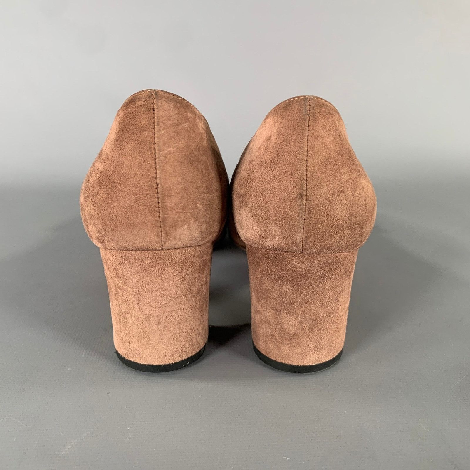 Prada PRADA Size 8.5 Khaki Silver buckle Suede Pumps Size US 8.5 / IT 38.5 - 3 Thumbnail