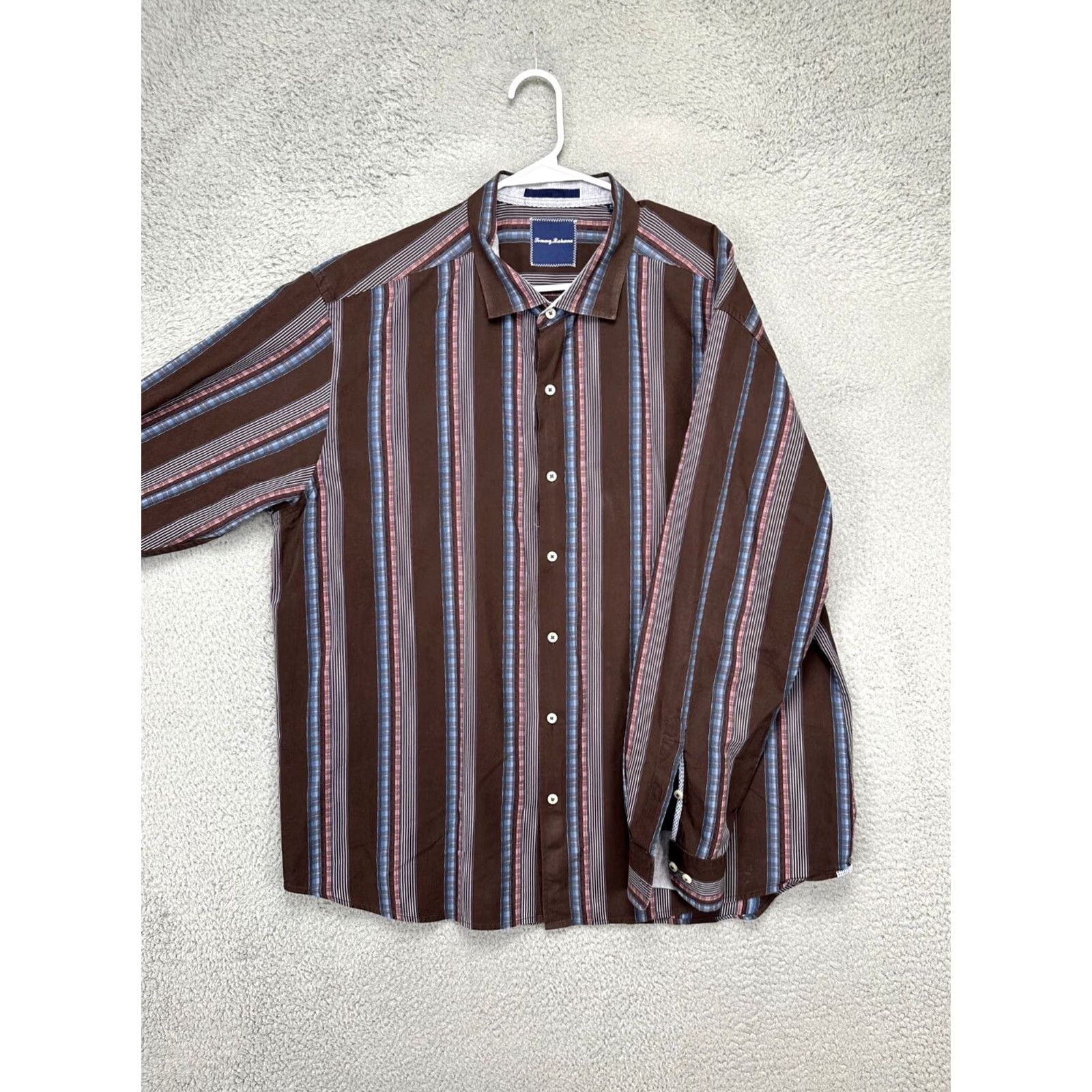 Tommy Bahama VINTAGE Tommy Bahama Shirt Mens 2XL Brown Balance Stripe Silk Blend Button Down Casual Size US XXL / EU 58 / 5 - 3 Thumbnail