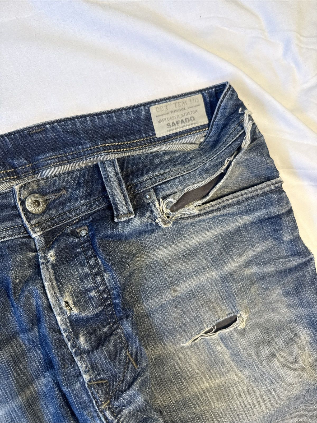 Diesel Diesel Safado Distressed Repaired Dark Wash Blue Jeans Size US 32 / EU 48 - 2 Thumbnail