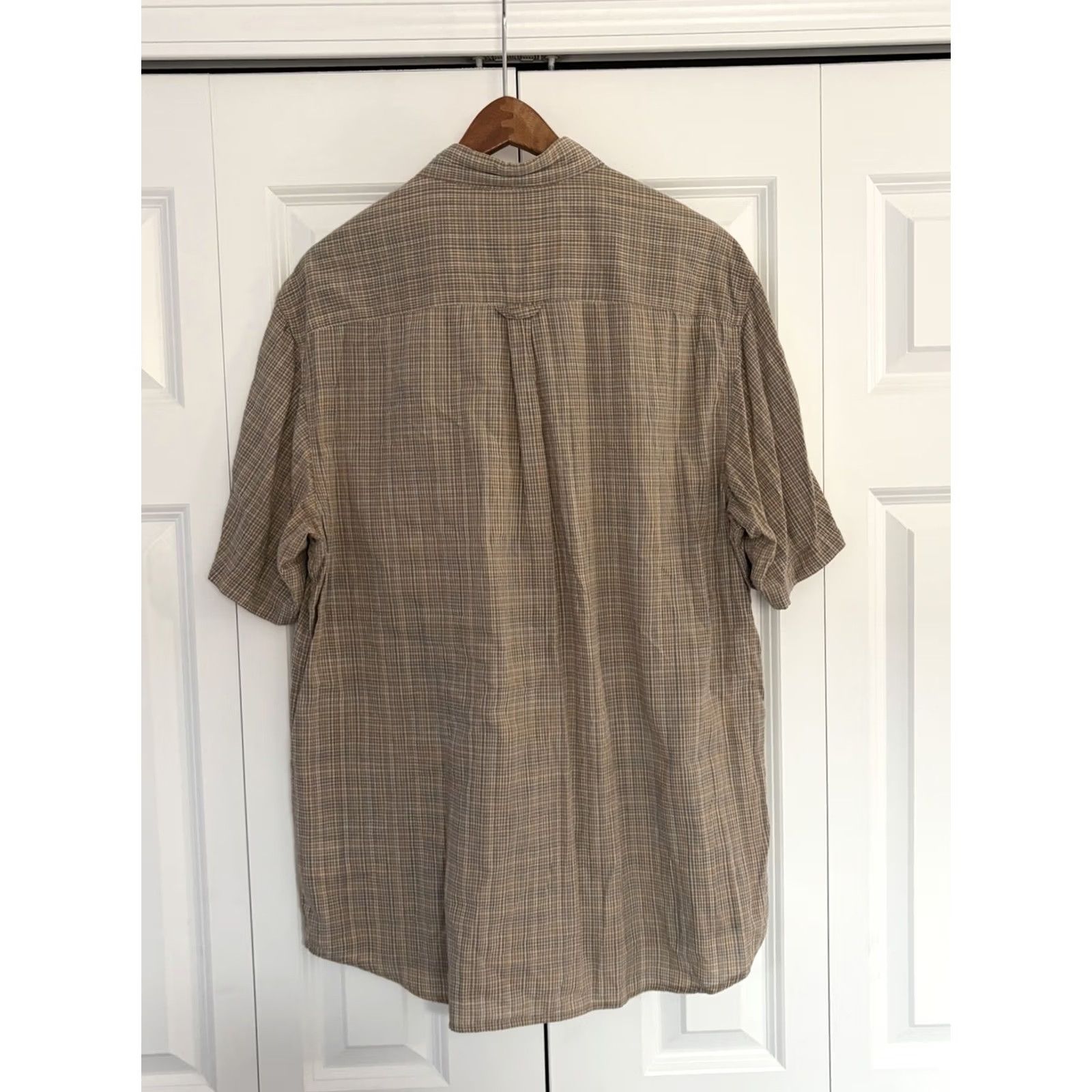 Vintage Columbia Plaid Short Sleeve Button-Up Shirt Mens L Beige Classic Outdoor Casual Workwear Summer Spring Fall Size US L / EU 52-54 / 3 - 2 Thumbnail