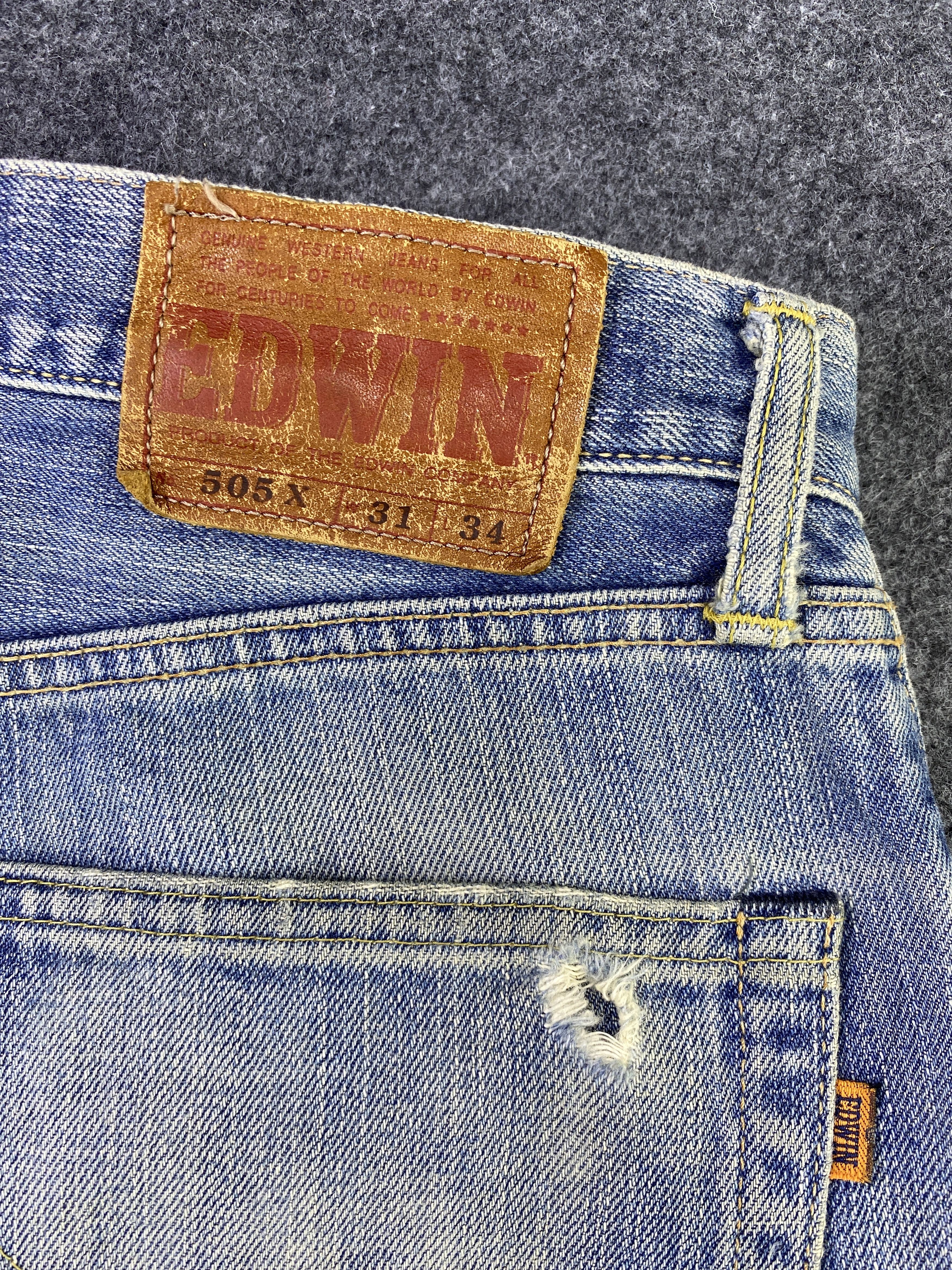 Edwin Edwin 505x Selvedge Distress Blue Wash Denim - J885 Size US 33 - 8 Thumbnail