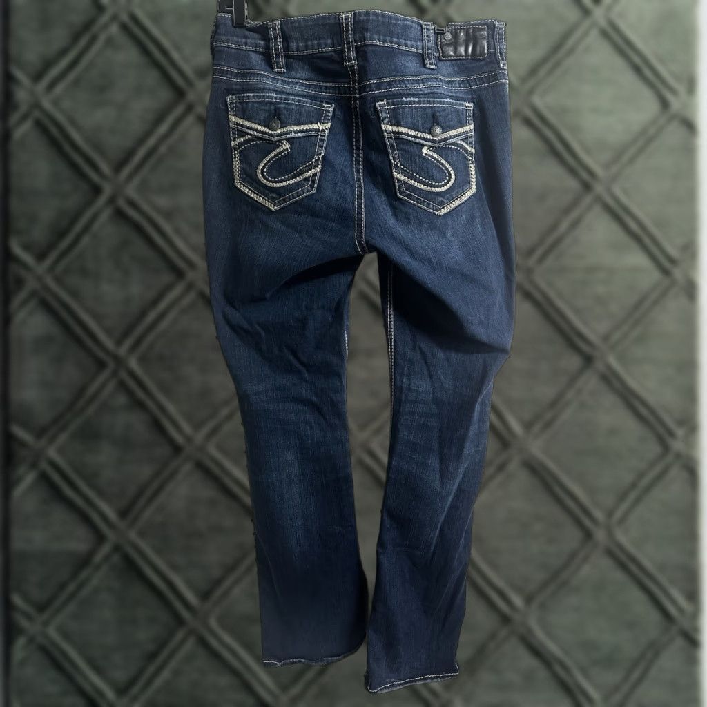 Silver Jeans Co. Silver Jeans Suki Womens Jeans 34x33 Slim Boot Dark Wash Stretch Denim Size 30" / US 8 / IT 44 - 1 Thumbnail