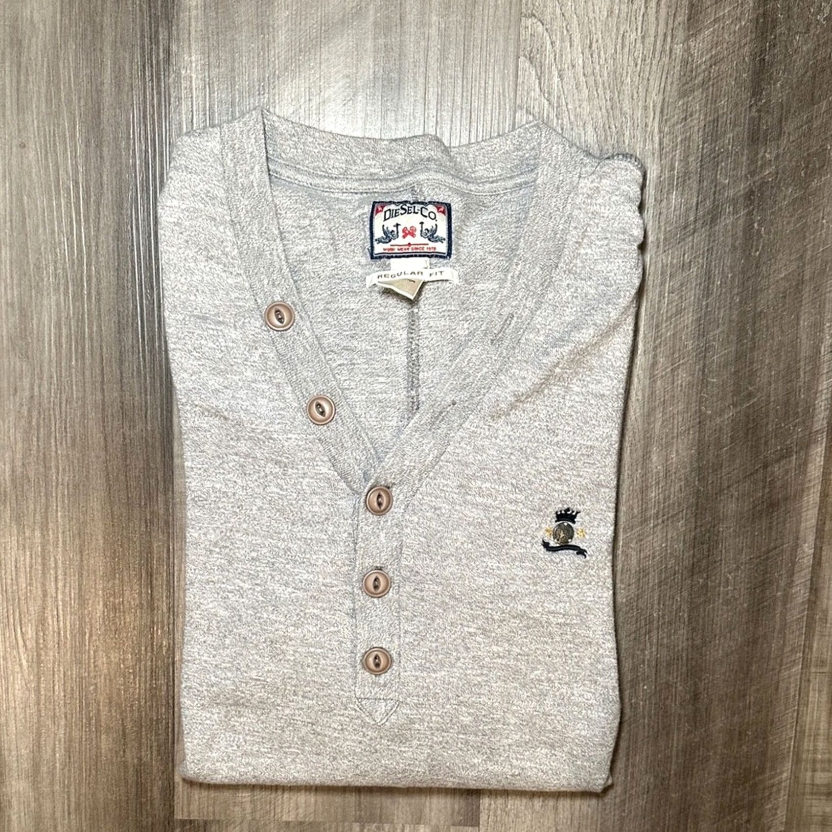 Diesel Diesel Gray Work Wear Regular Fit Y2K Long Sleeve Cotton Henley - Large Mens Size US L / EU 52-54 / 3 - 2 Thumbnail