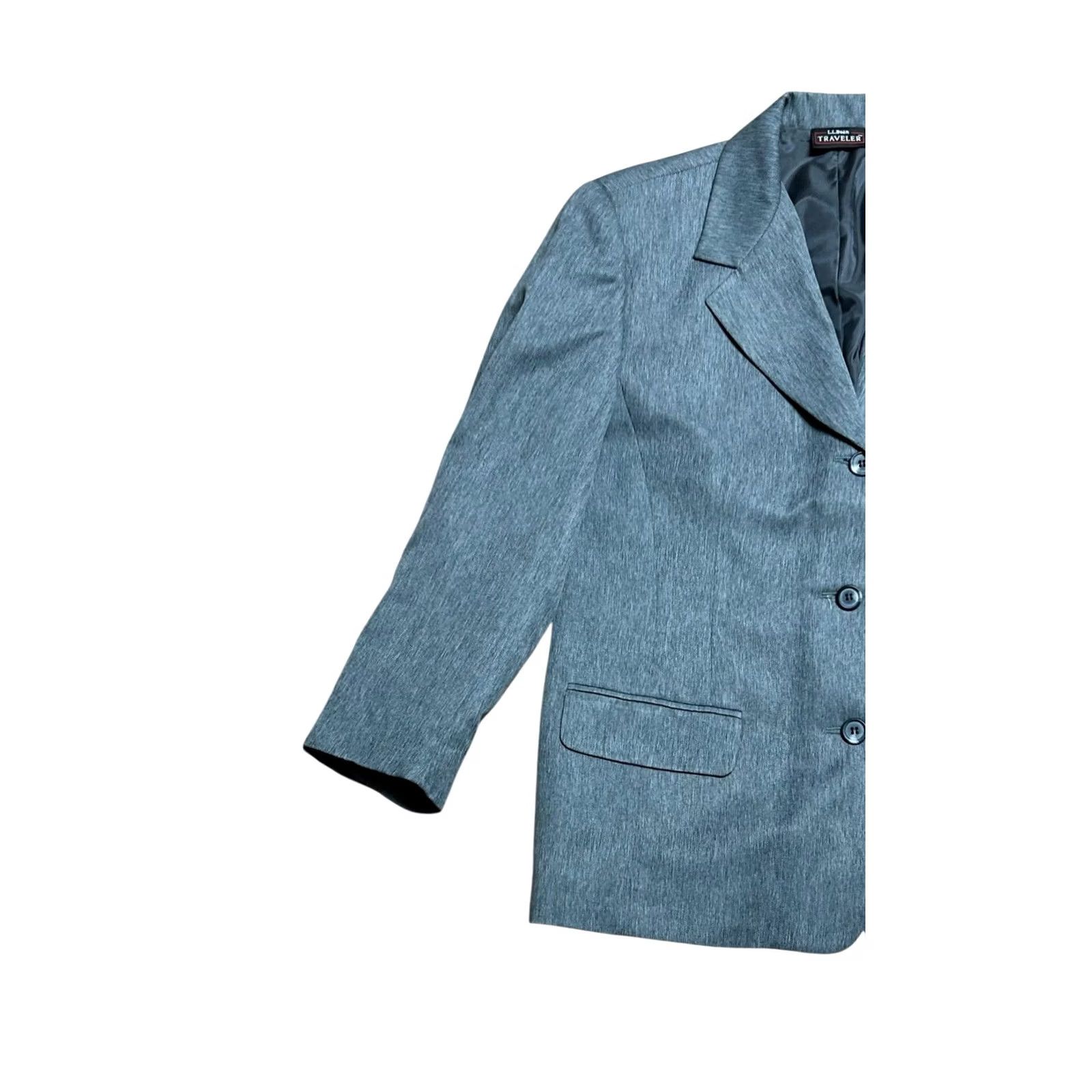 Vintage VINTAGE L.L. Bean Traveler Women's Gray Blazer 14 Petite 3 Button 100% Polyester Blazer Women Petite Gray 90s Classic Preppy Travel Men's? Size XL / US 12-14 / IT 48-50 - 2 Thumbnail