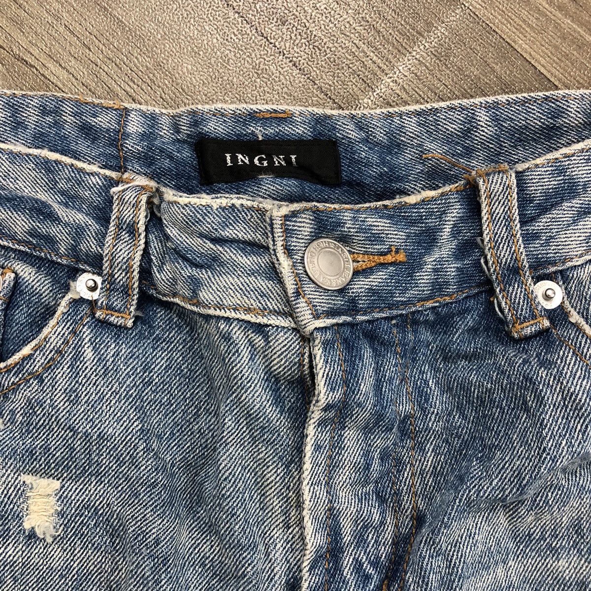 If Six Was Nine 2000s Ingni Distressed Studded Lgb Bootcut Flared Jeans Y2K Size US 28 / EU 44 - 7 Thumbnail
