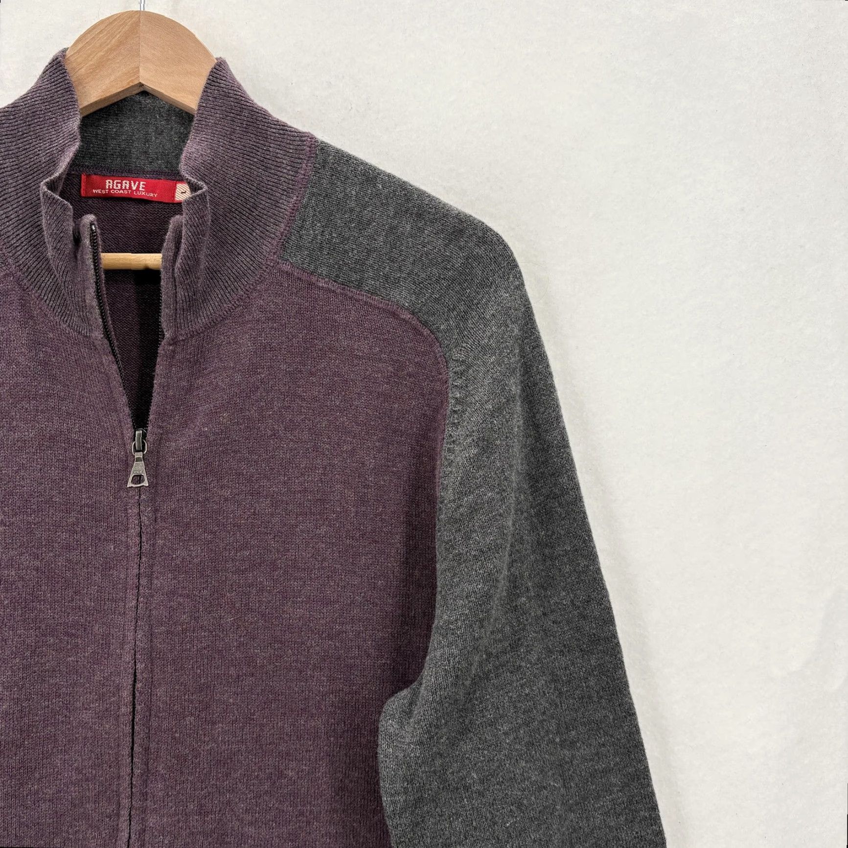 Vintage Agave Sweater Mens Large Purple Gray Milton Full Zip Cotton Mock Neck Knit Shirt Size US L / EU 52-54 / 3 - 2 Thumbnail
