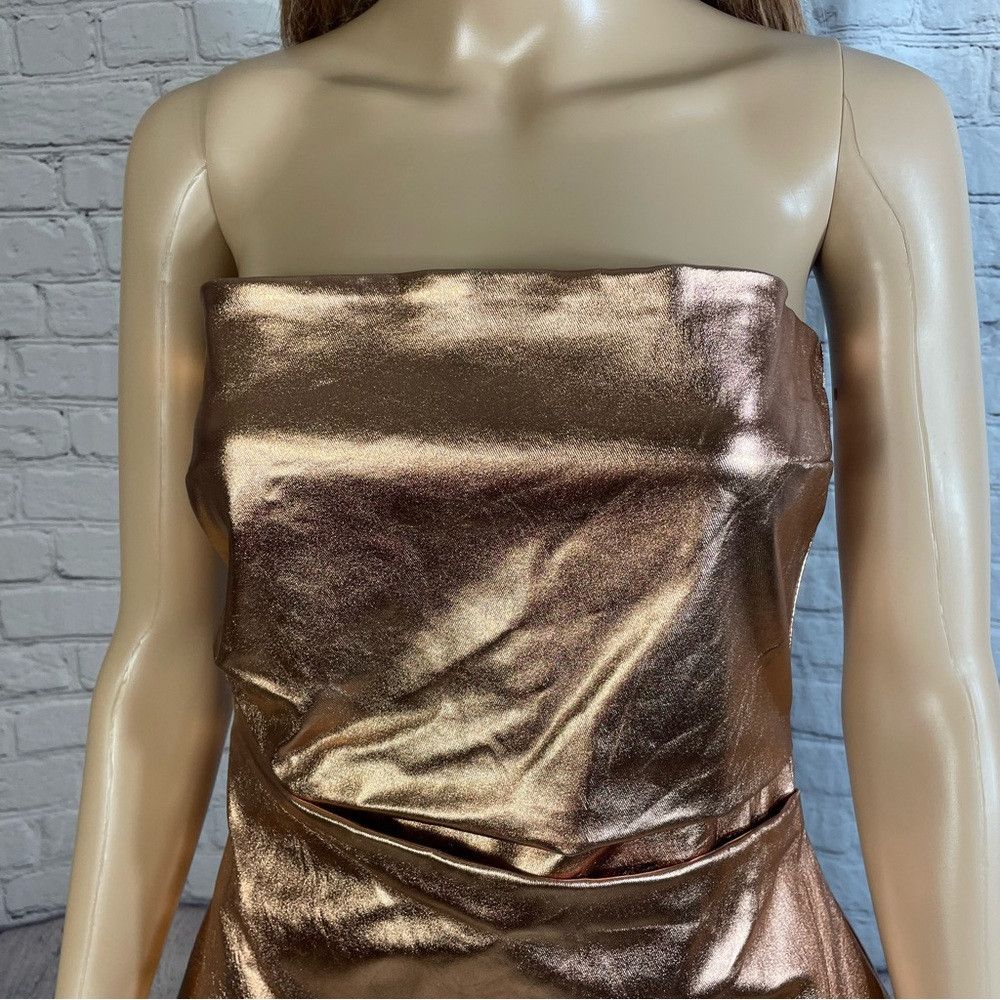 Zara New Zara Metallic Strapless Gold Top Size S Size S / US 4 / IT 40 - 2 Thumbnail