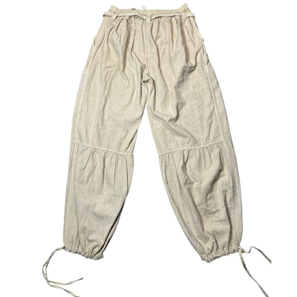 Free People New Free People Costa Linen Solid Morning Oat Pants Size XS Size 26" / US 2 / IT 38 - 4 Thumbnail
