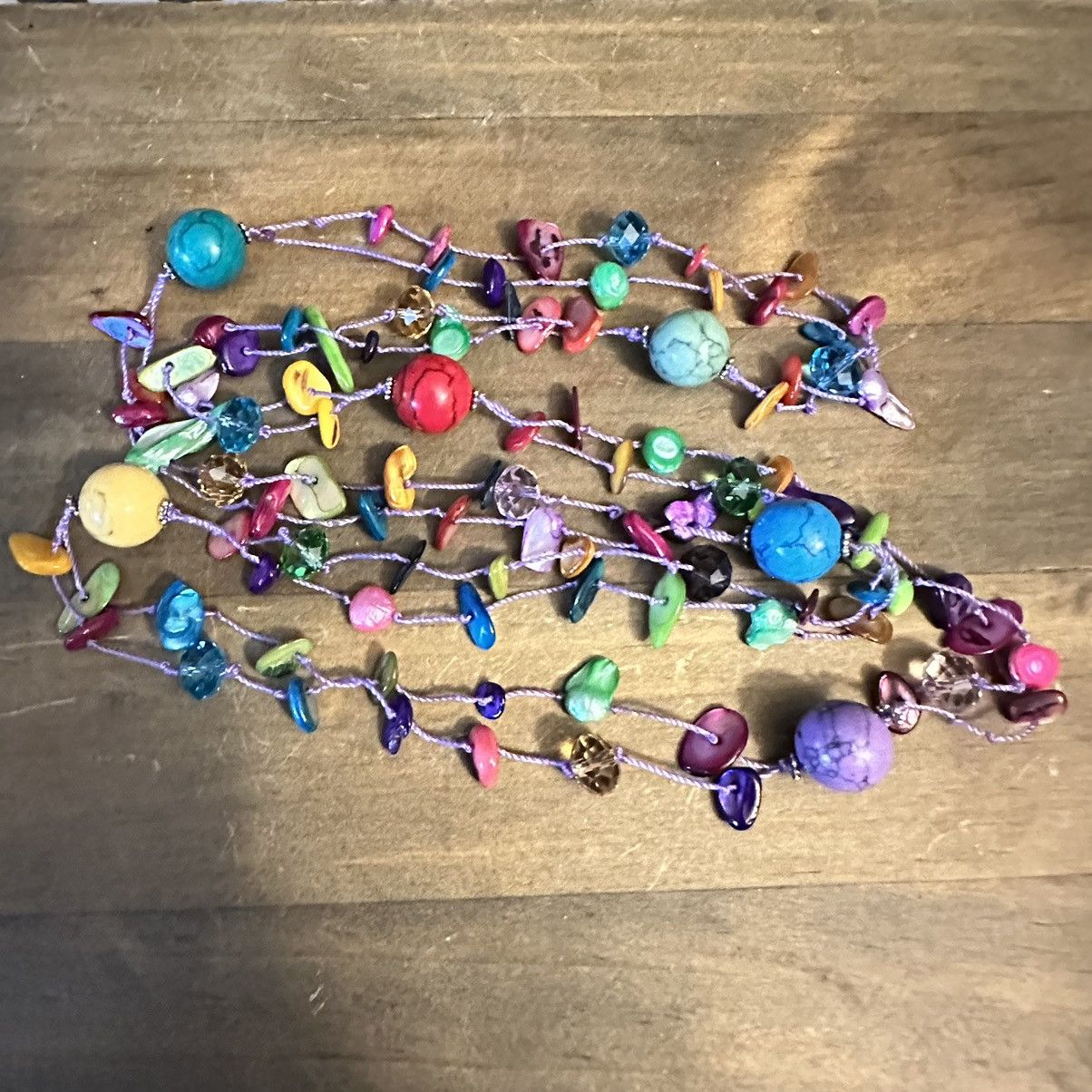 Other Long multicolor dyed fresh water pearl, shell bead necklace Size ONE SIZE - 2 Thumbnail