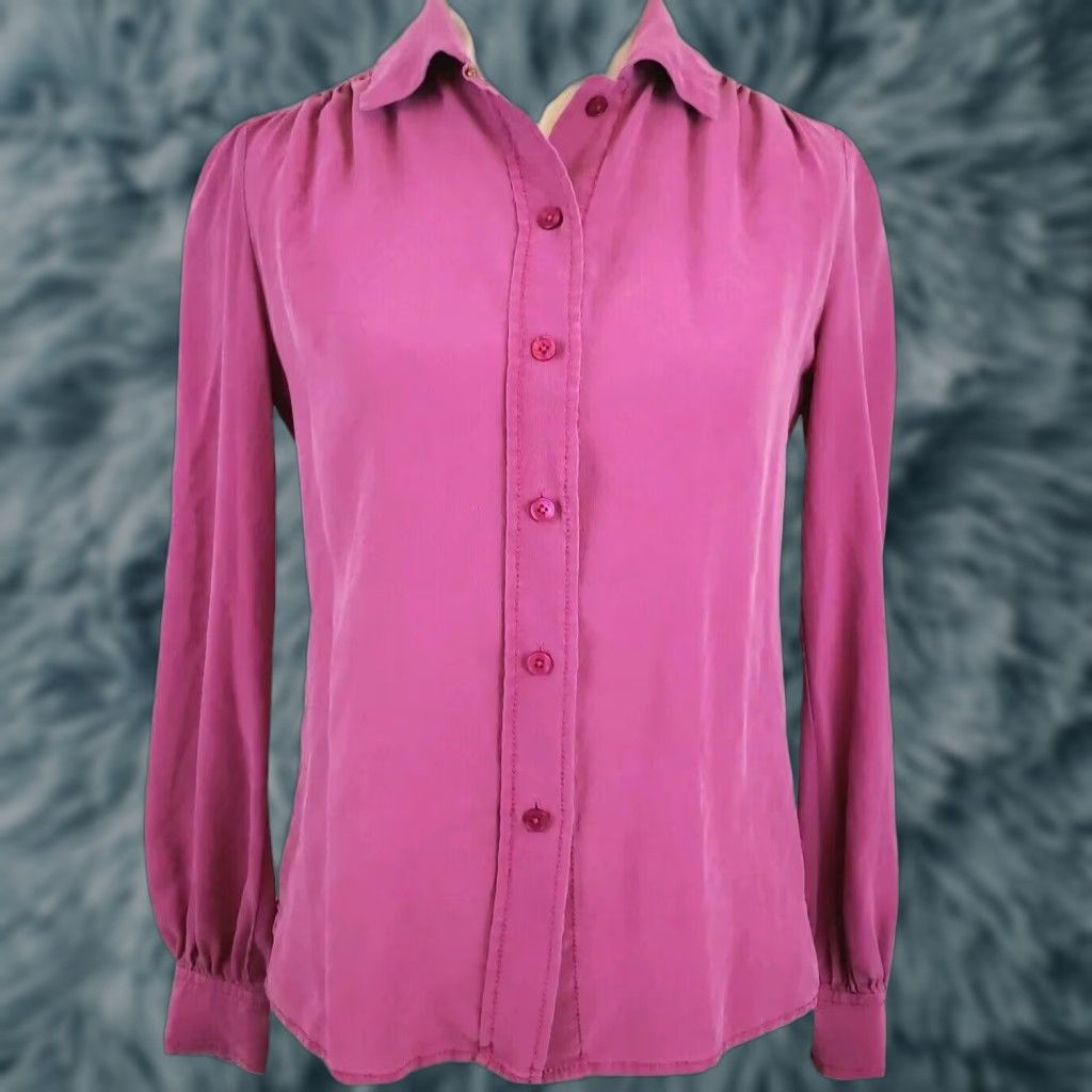 Tory Burch VINTAGE Tory Burch Blouse Womens Size 0 Silk Button Up Long Sleeve Pink Designer Shirt Size XS / US 0-2 / IT 36-38 - 1 Thumbnail