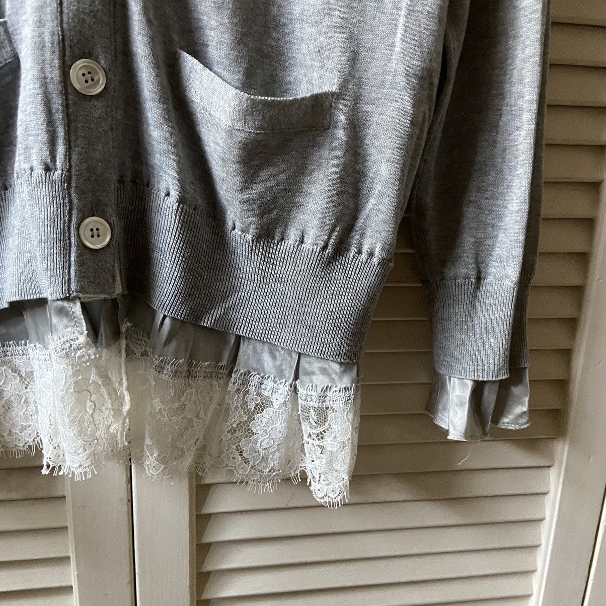 Sacai Sacai Luck Japan Grey Cardigan Sweater Lace Details Coquette Size M / US 6-8 / IT 42-44 - 3 Thumbnail