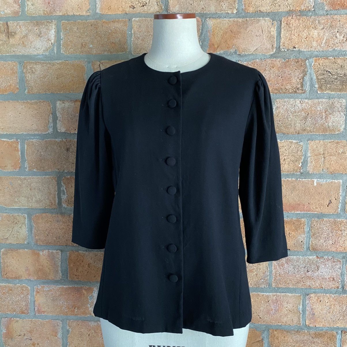 Yves Saint Laurent YVES SAINT LAURENT Black Button-Front Blouse 3/4 Sleeves Size M / US 6-8 / IT 42-44 - 12 Thumbnail