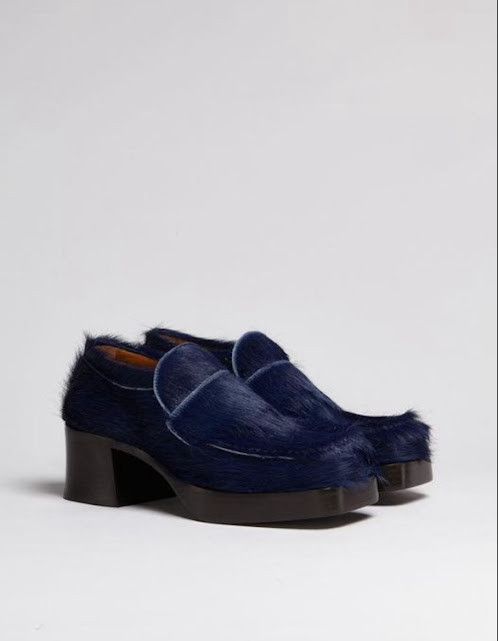 Marni o1w1db11024 Calf Hair Heeled Moccasin Loafers in Blue Size US 10 / IT 40 - 1 Thumbnail