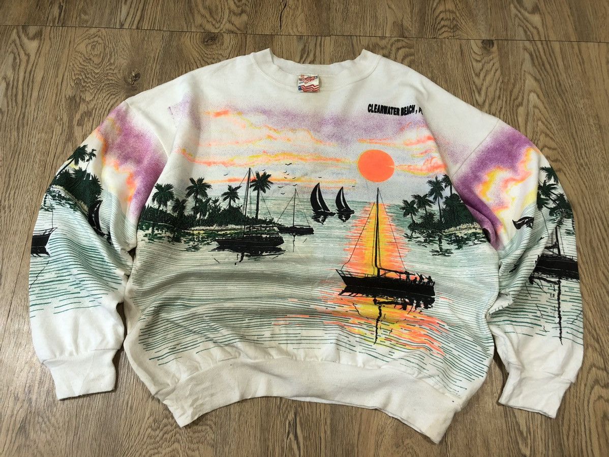 image of Vintage Clearwater Beach Florida Sunset View Full Print, Men's (Size Large)